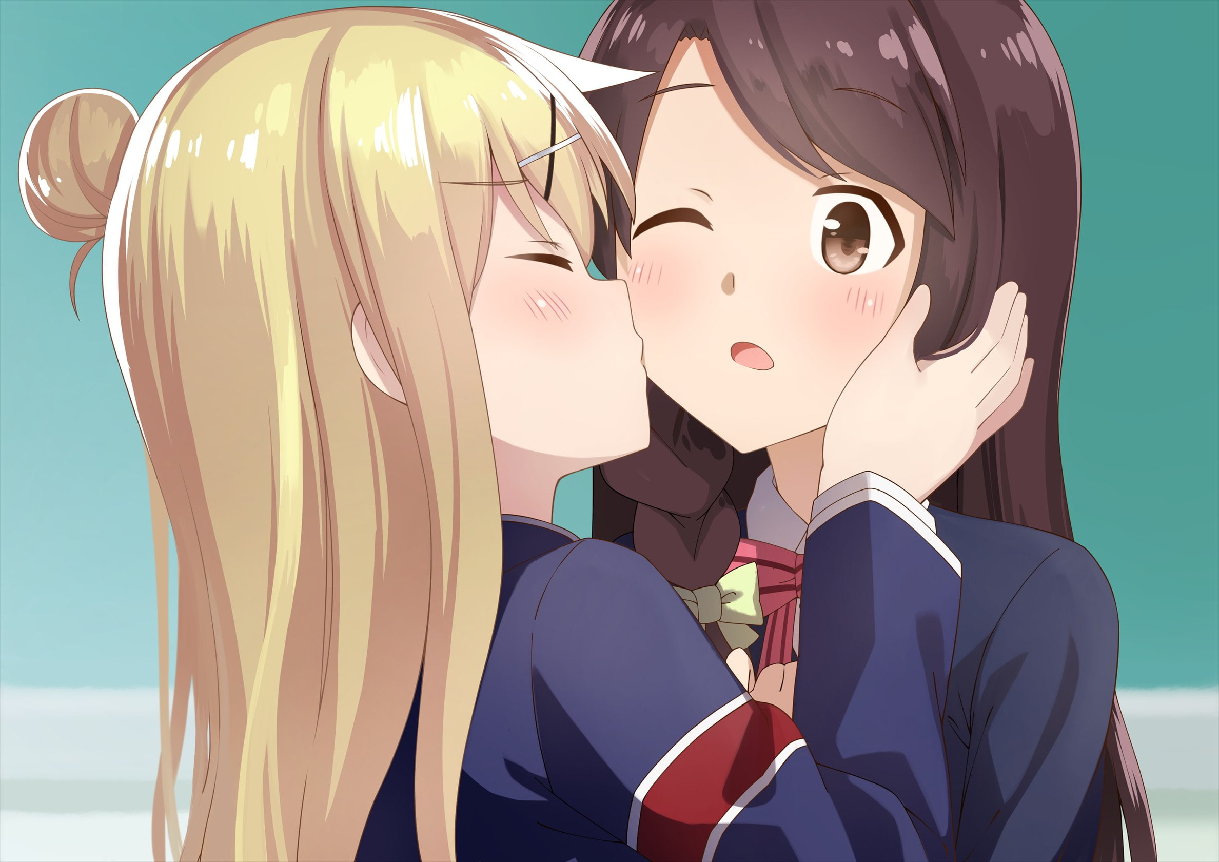 1080P, Kin-Iro Mosaic, loli, blonde, Kujou Karen, Honoka Matsubara, HD Wallpaper