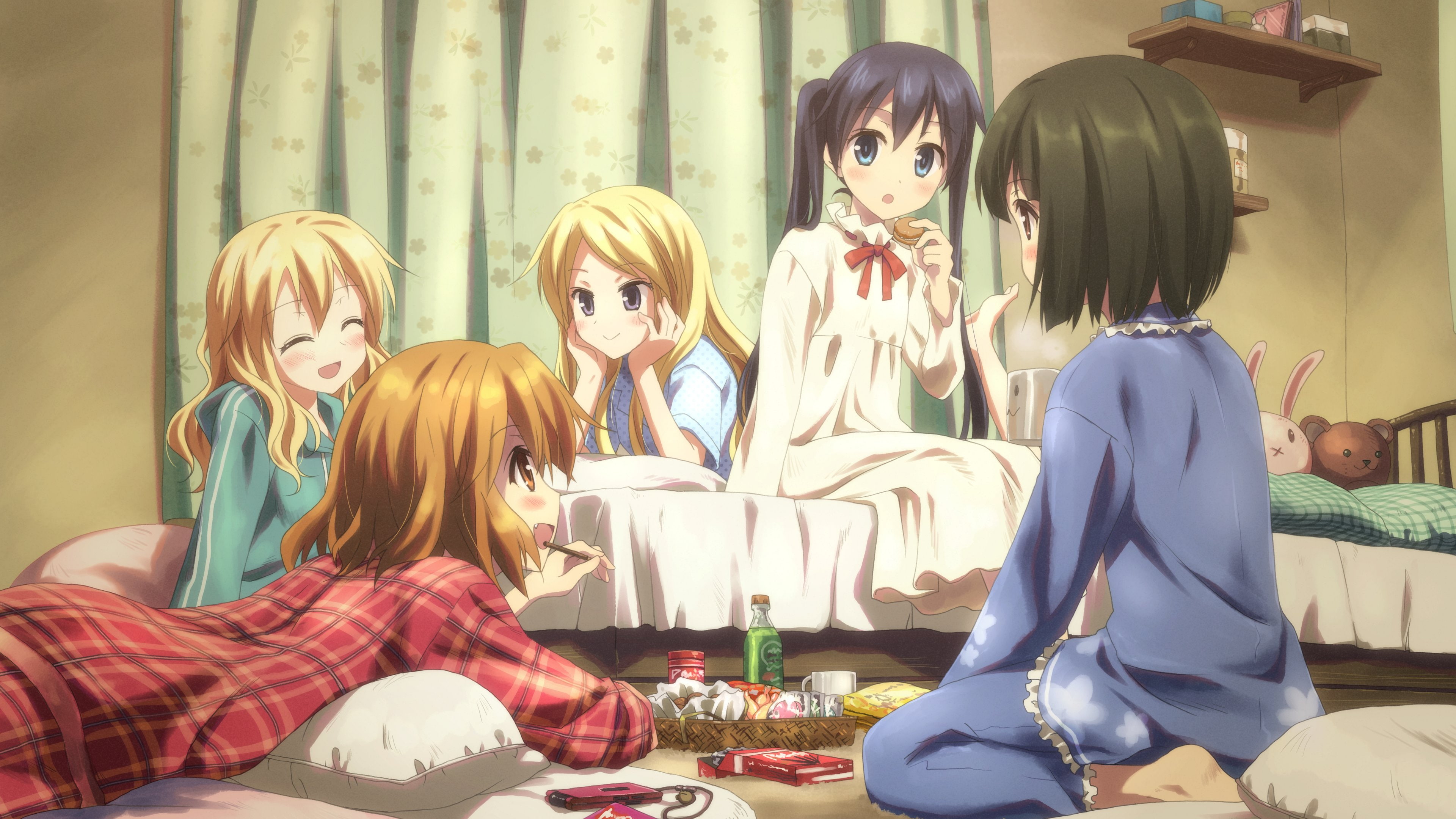 group, cartelet, dress, girls, alice, anime, shinobu, kujou, komichi, beautiful, inokuma, characters, 4K, kin-iro, karen, mosaic, aya, oomiya, youko, series, HD Wallpaper