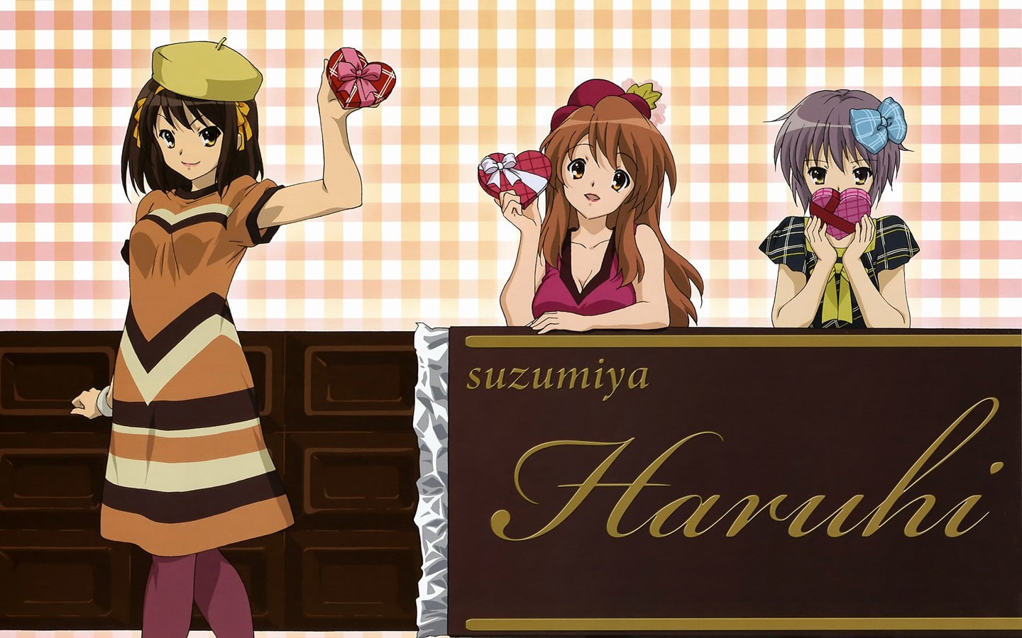 text, 720P, anime, Nagato Yuki, western script, indoors, The Melancholy of Haruhi Suzumiya, Suzumiya Haruhi, child, creativity, childhood, female likeness, HD Wallpaper
