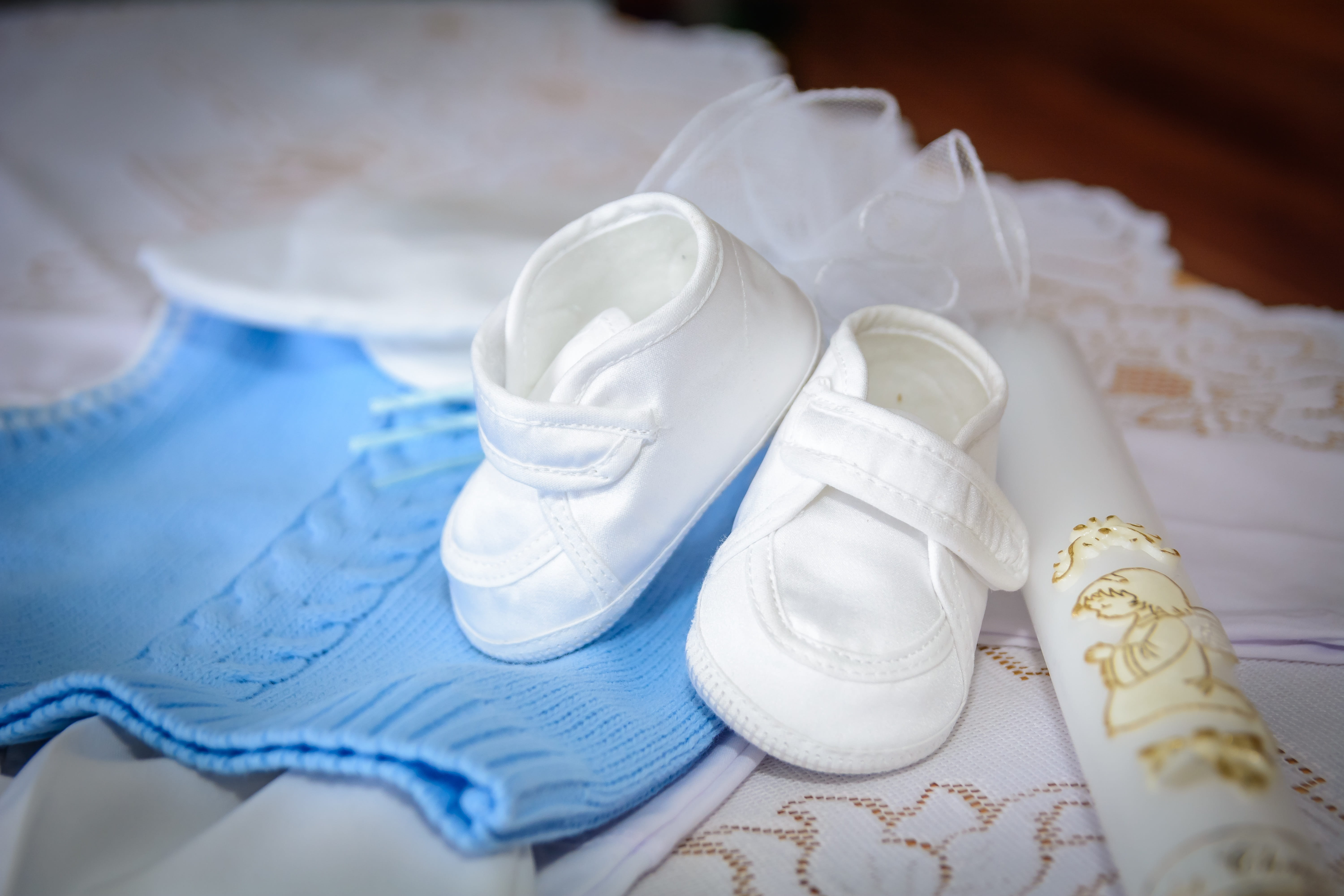 blue, clothing, indoors, retro, shoe, baptism, close-up, ceremony, wedding, textile, still life, table, pattern, choice, pair, selective focus, no people, HD Wallpaper
