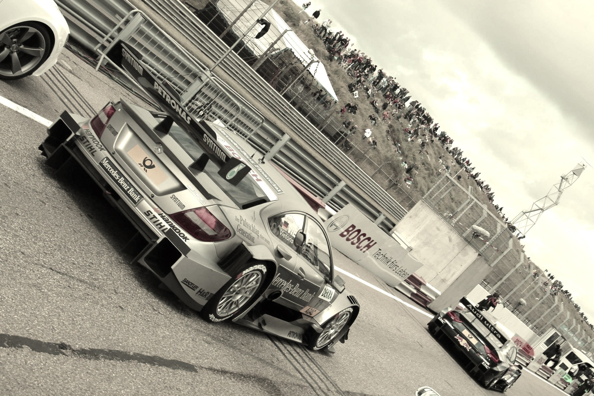 Motorsport, Audi, b/W, race, 1080P, DTM, Mercedes, track, HD Wallpaper