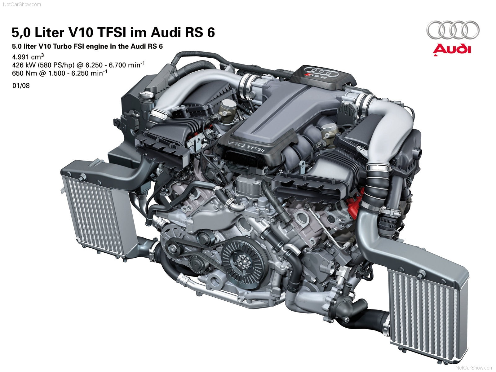 rs6, 4f-c6, 720P, avant, 2008, audi, engine, HD Wallpaper