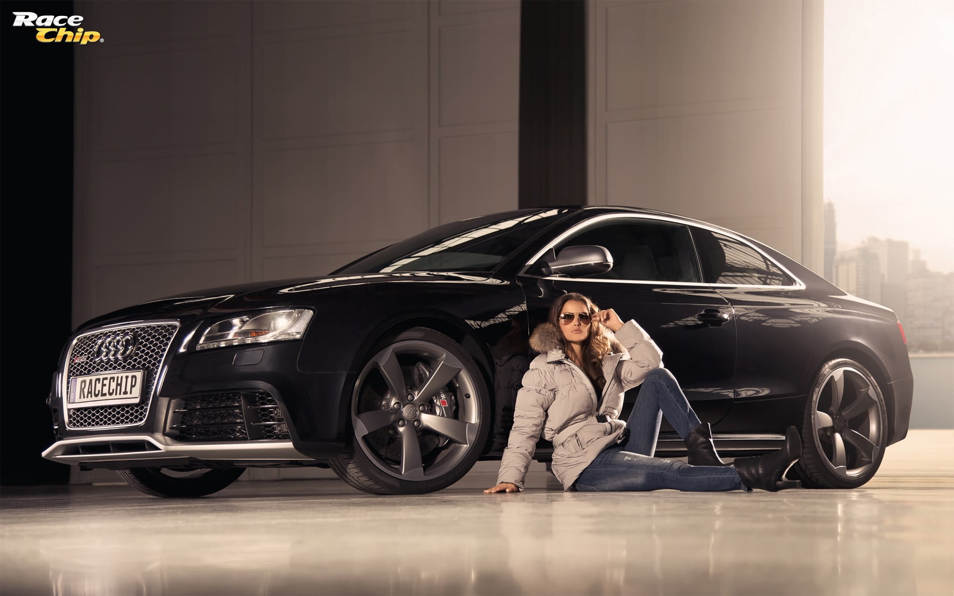 young women, real people, lifestyles, one person, indoors, transportation, standing, adult, sunglasses, brunette, women with cars, motor vehicle, men, full length, HD Wallpaper