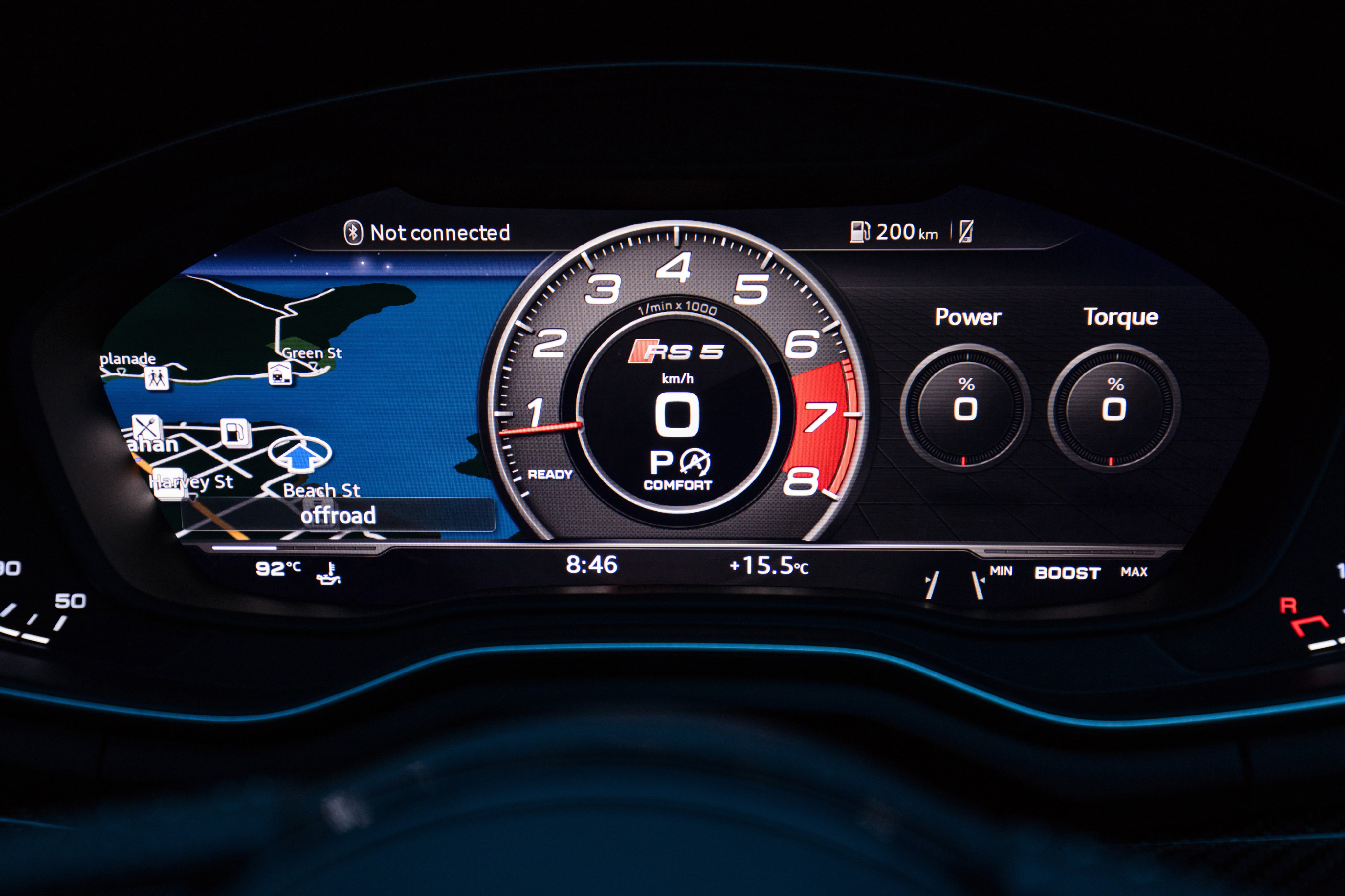 technology, air vehicle, audi, gauge, dark, mode of transportation, audi rs5, 4K, cockpit, control panel, number, interior, transportation, speedometer, HD Wallpaper