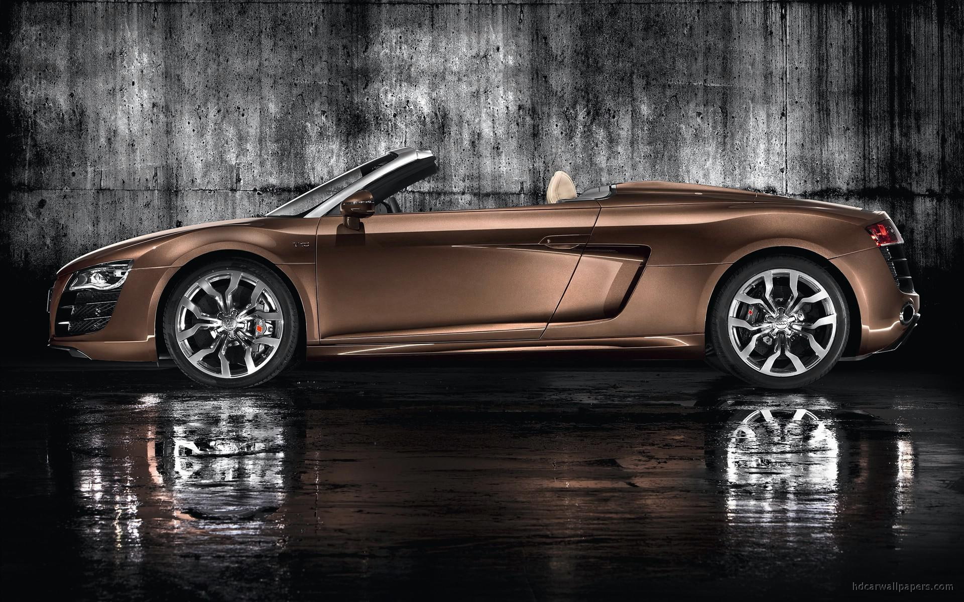 audi, cars, fsi, r, spyder, coupe, quattro, 1080P, 2011, brown, HD Wallpaper