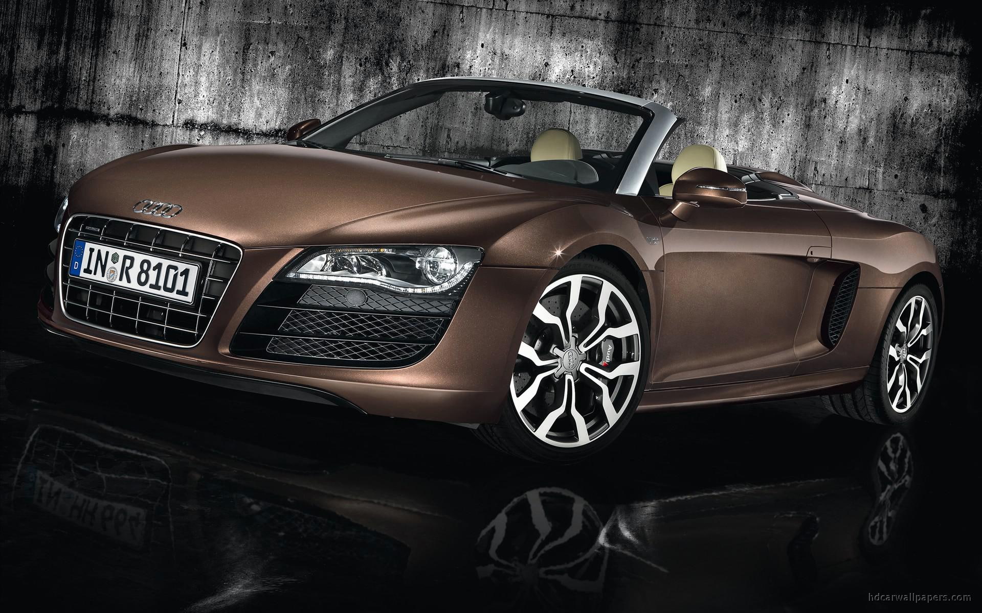 1080P, quattro, audi, cars, r, fsi, brown, car, 2011, convertible, spyder, HD Wallpaper