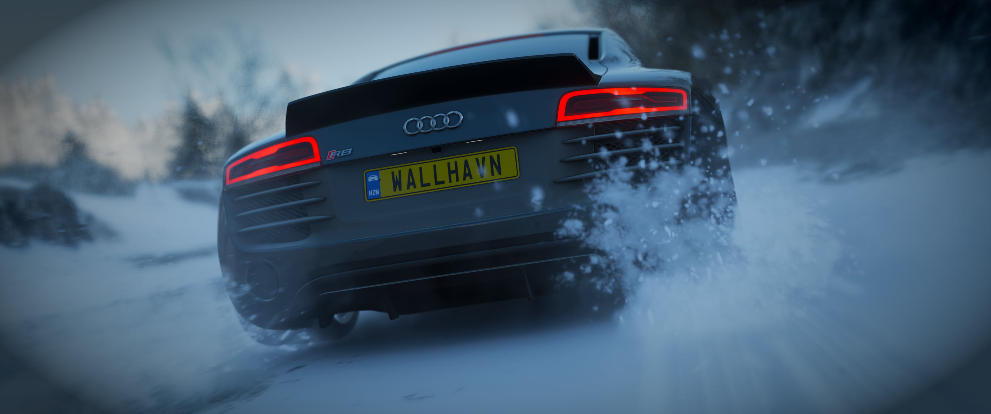 snow, Forza Horizon 4, luxury, car, WALLHAVN, 2K, Audi R8 V10, HD Wallpaper