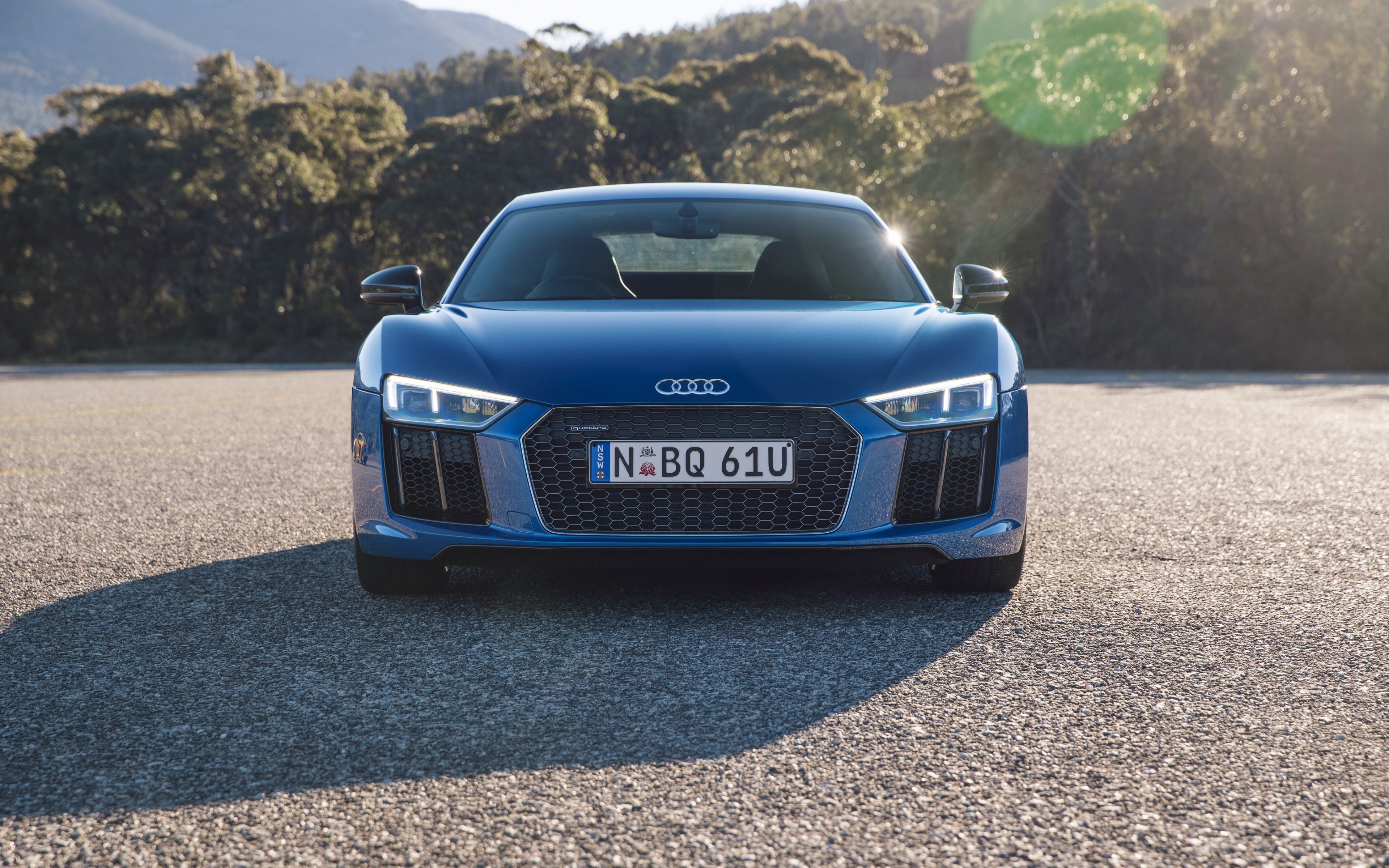 front view, Blue, r8 backgrounds, v10, 4K, audi, Download 3840x2400 audi, HD Wallpaper
