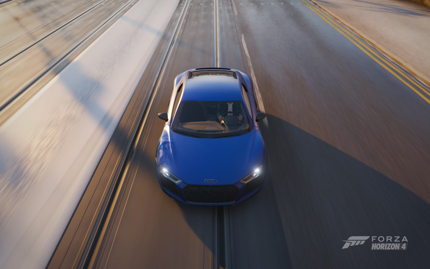 Forza Games, winter, Audi Prologue, Edinburgh, Forza Horizon, 720P, Forza Horizon 4, Audi R8 V10 Plus, Gamer, car, games art, HD Wallpaper