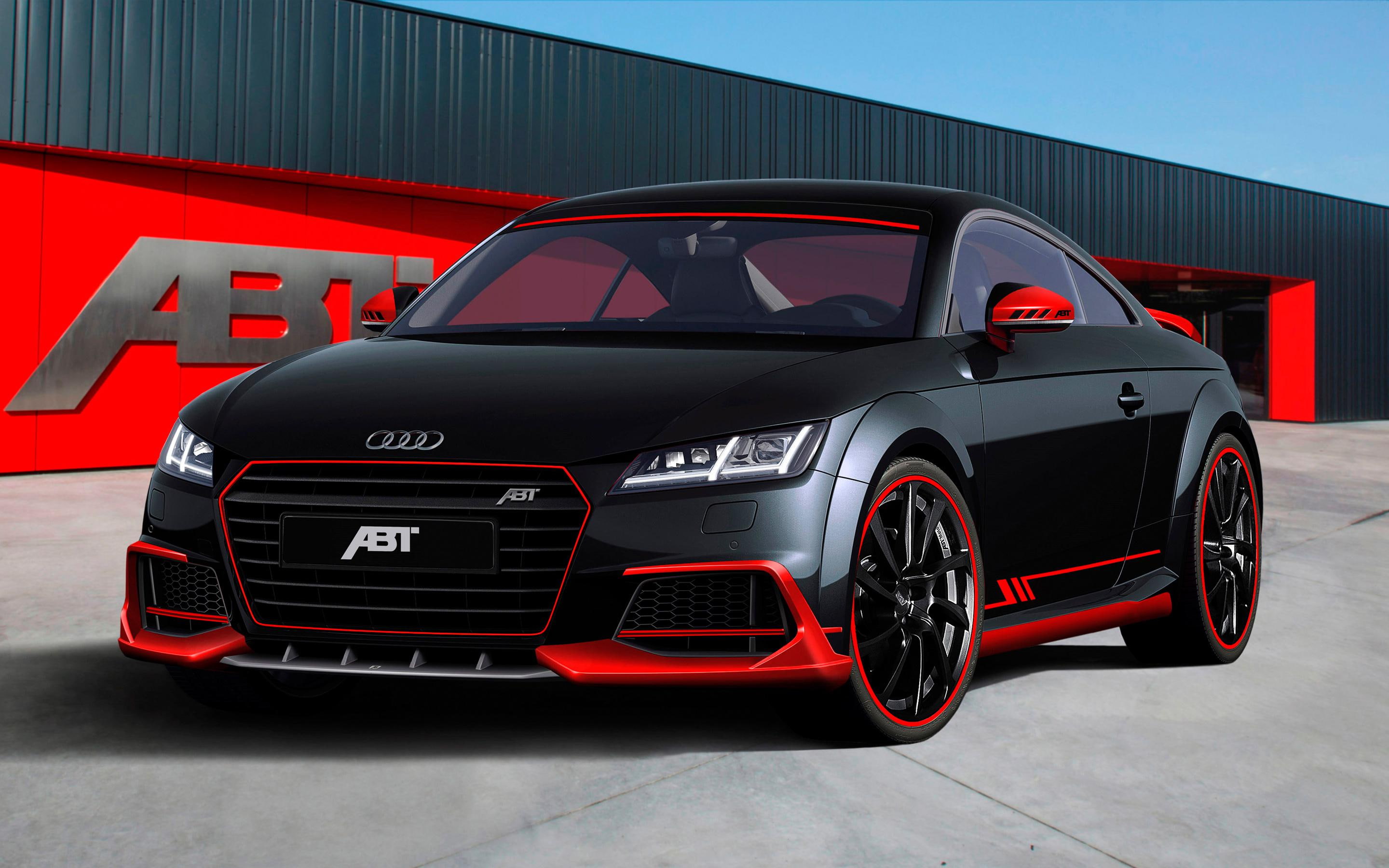 sportsline, coupe, tt, black, abt, audi, cars, 2K, HD Wallpaper