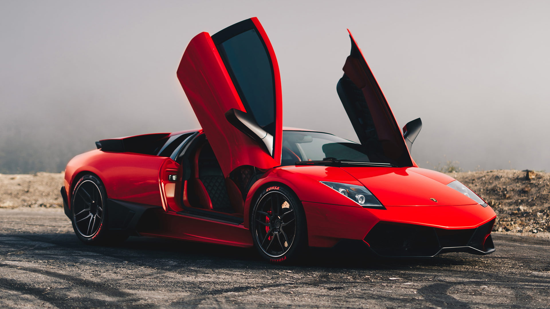 Lamborghini, 1080P, Red, Murcielago, Matte, HD Wallpaper