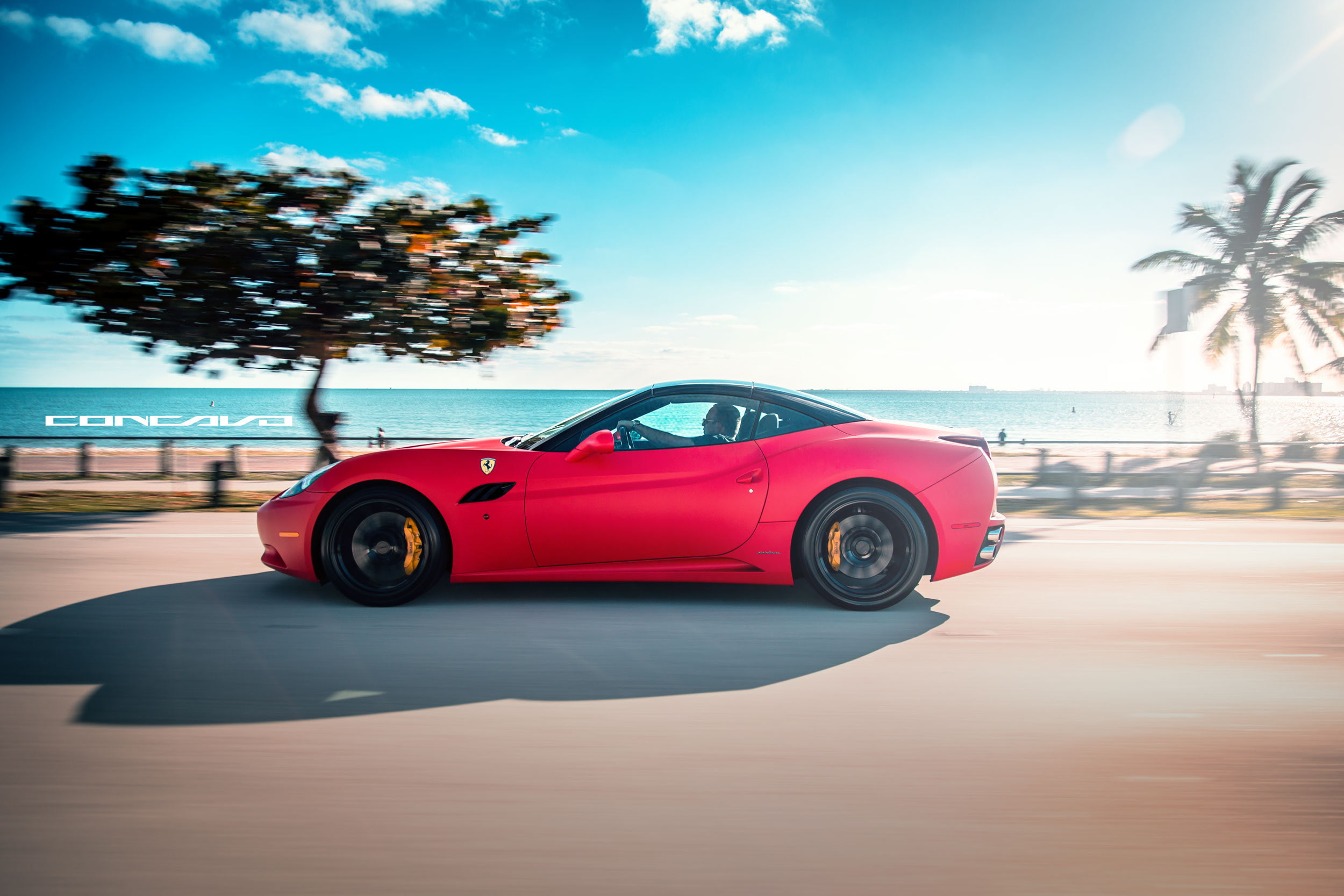 auto, label, California, machine, Matte Red, Wheels, Ferrari, 1080P, Concave, HD Wallpaper