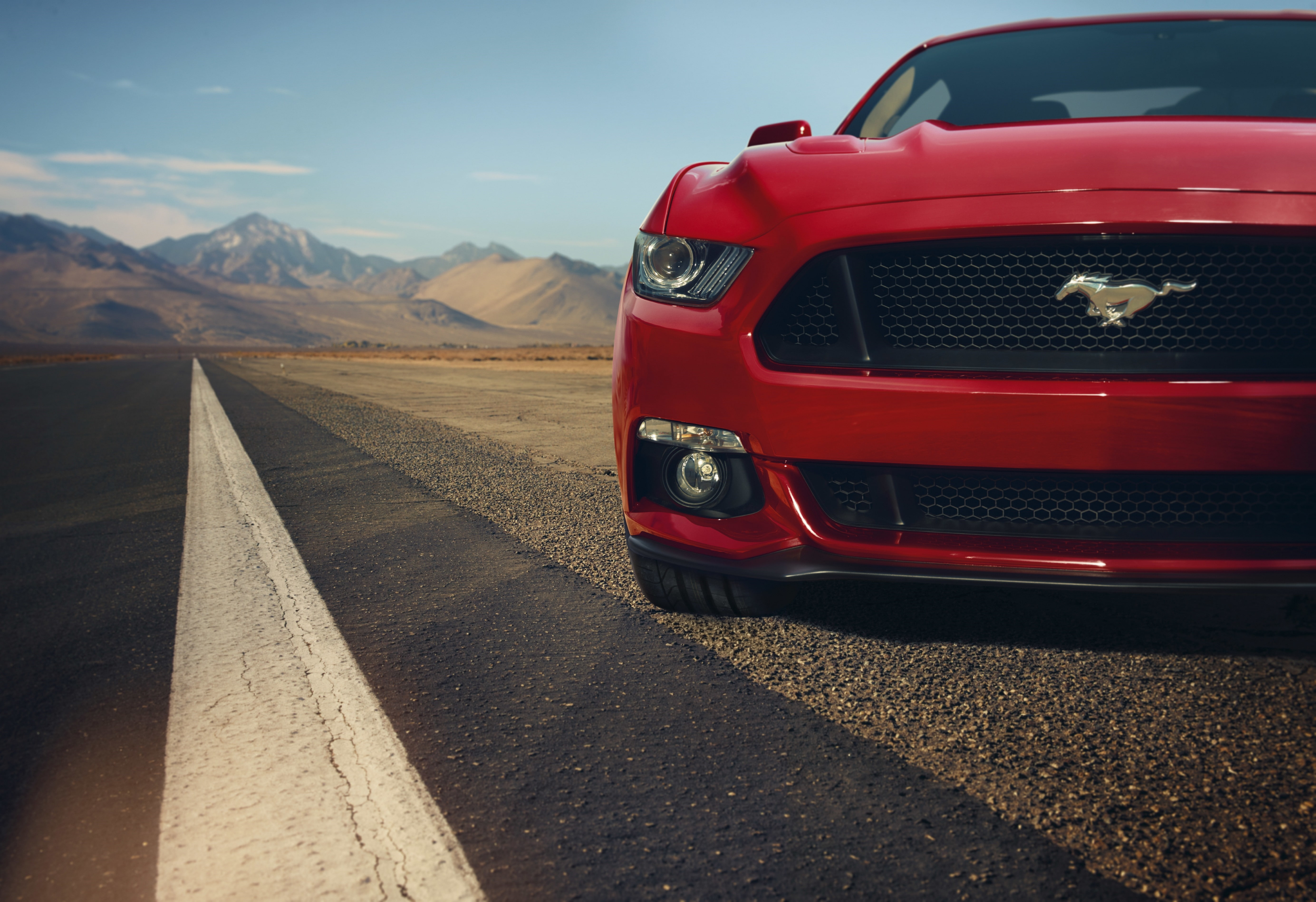 red, sky, motor vehicle, mountain, road trip, environment, symbol, mountain range, car muscle cars ford ford mustang gt red road landscape xenon red cars, HD Wallpaper