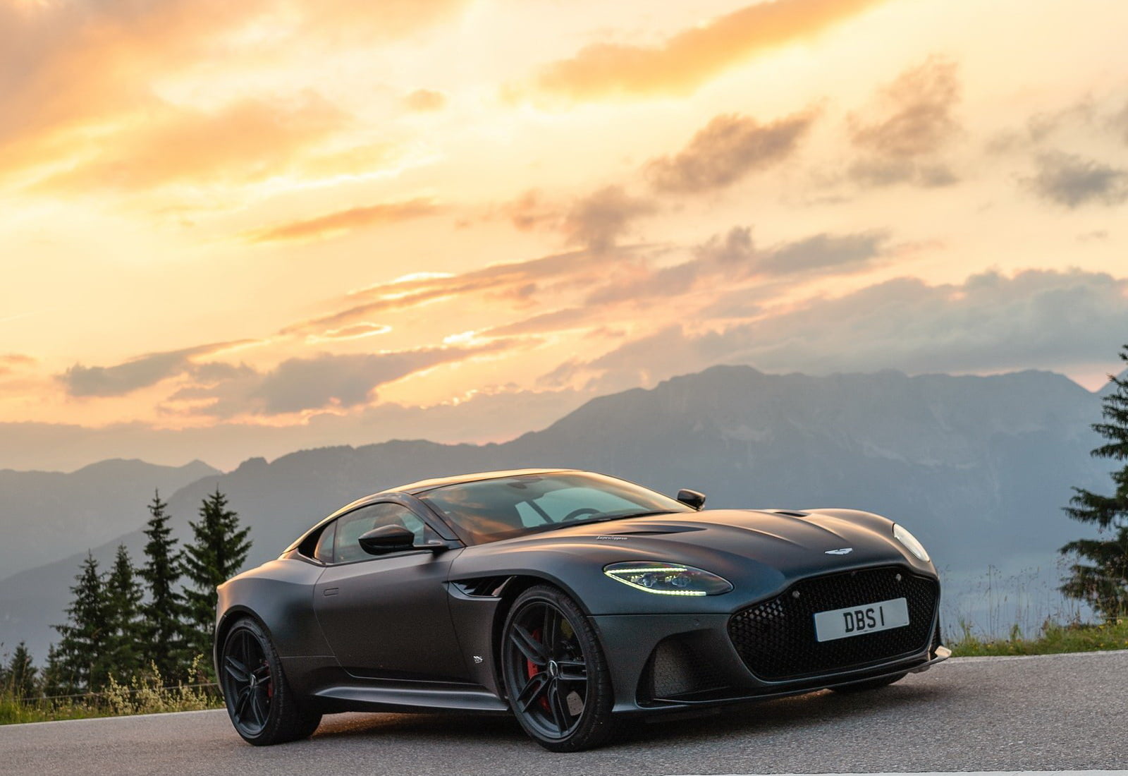 car, beauty in nature, sunlight, outdoors, cloud - sky, mountain range, no people, mode of transportation, land vehicle, sky, superleggera, mountain, grey, HD Wallpaper