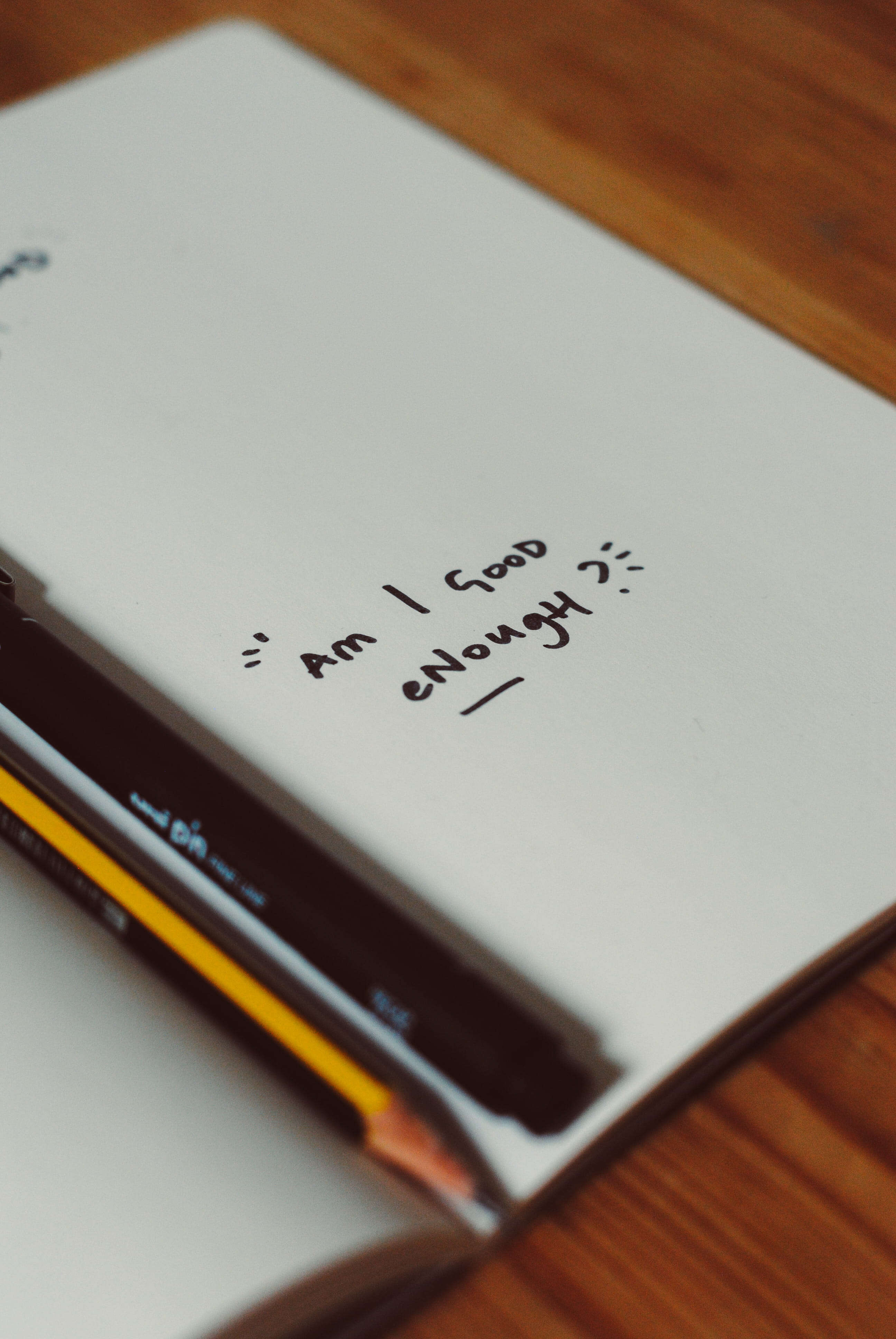 black color, communication, indoors, type, 4K, typography, you are good enough, no people, still life, words, message, good enough, stationery, selective focus, Phone HD Wallpaper