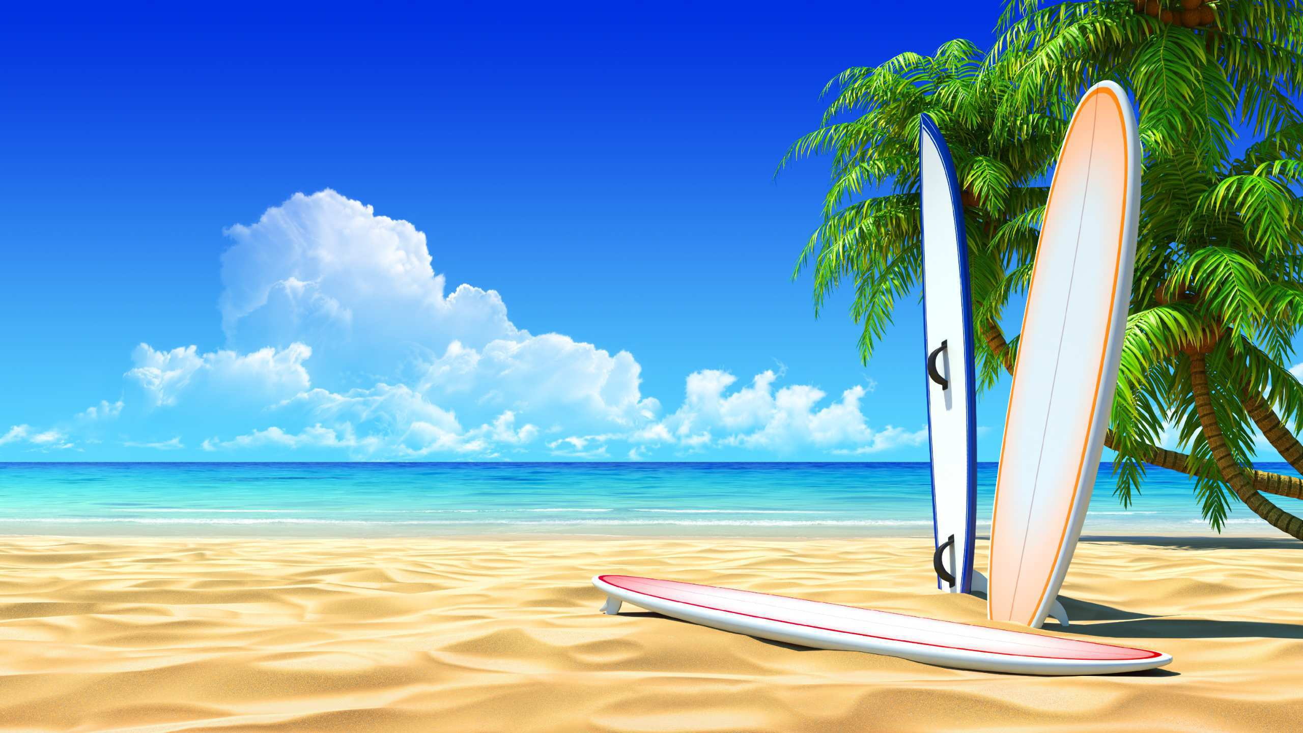 surfboards, 2K, beach, HD Wallpaper