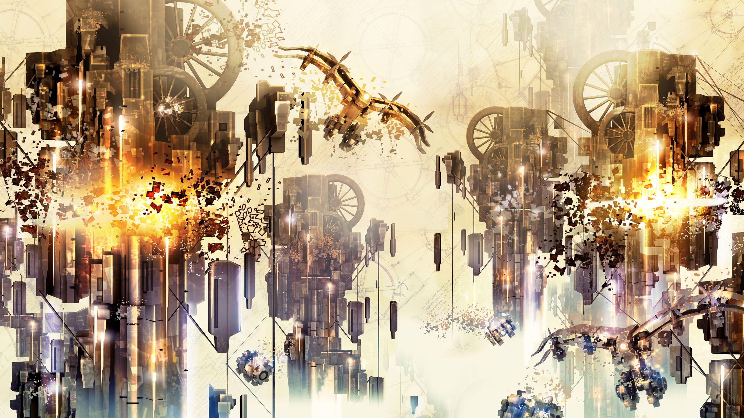 transparent, gray, brown, art and craft, themed, fantasy art, built structure, city, futuristic, indoors, architecture, representation, digital art, multiple exposure, HD Wallpaper