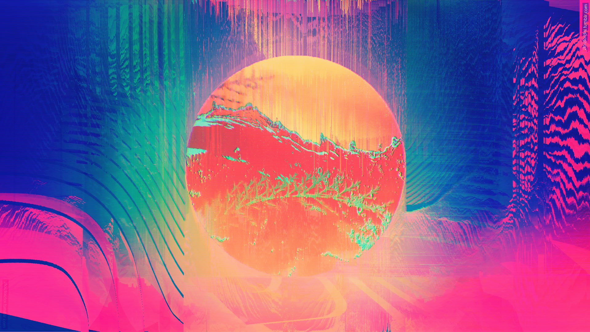glitch art, abstract, 1080P, circle, LSD, HD Wallpaper