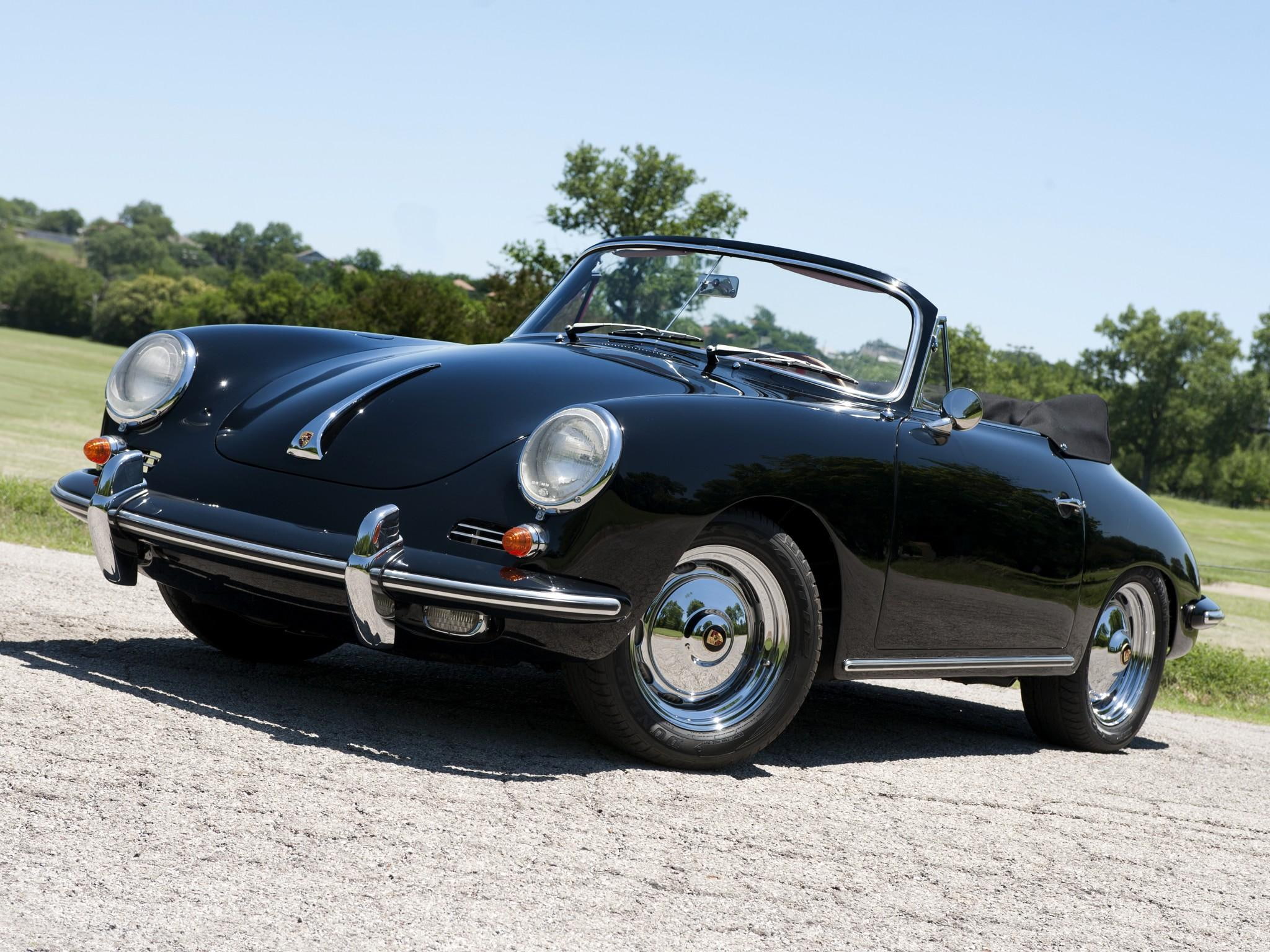 1080P, super, porsche, vintage, convertible, cars, cabriolet, black, super 90, porsche 356b, b, classic, coupe, HD Wallpaper
