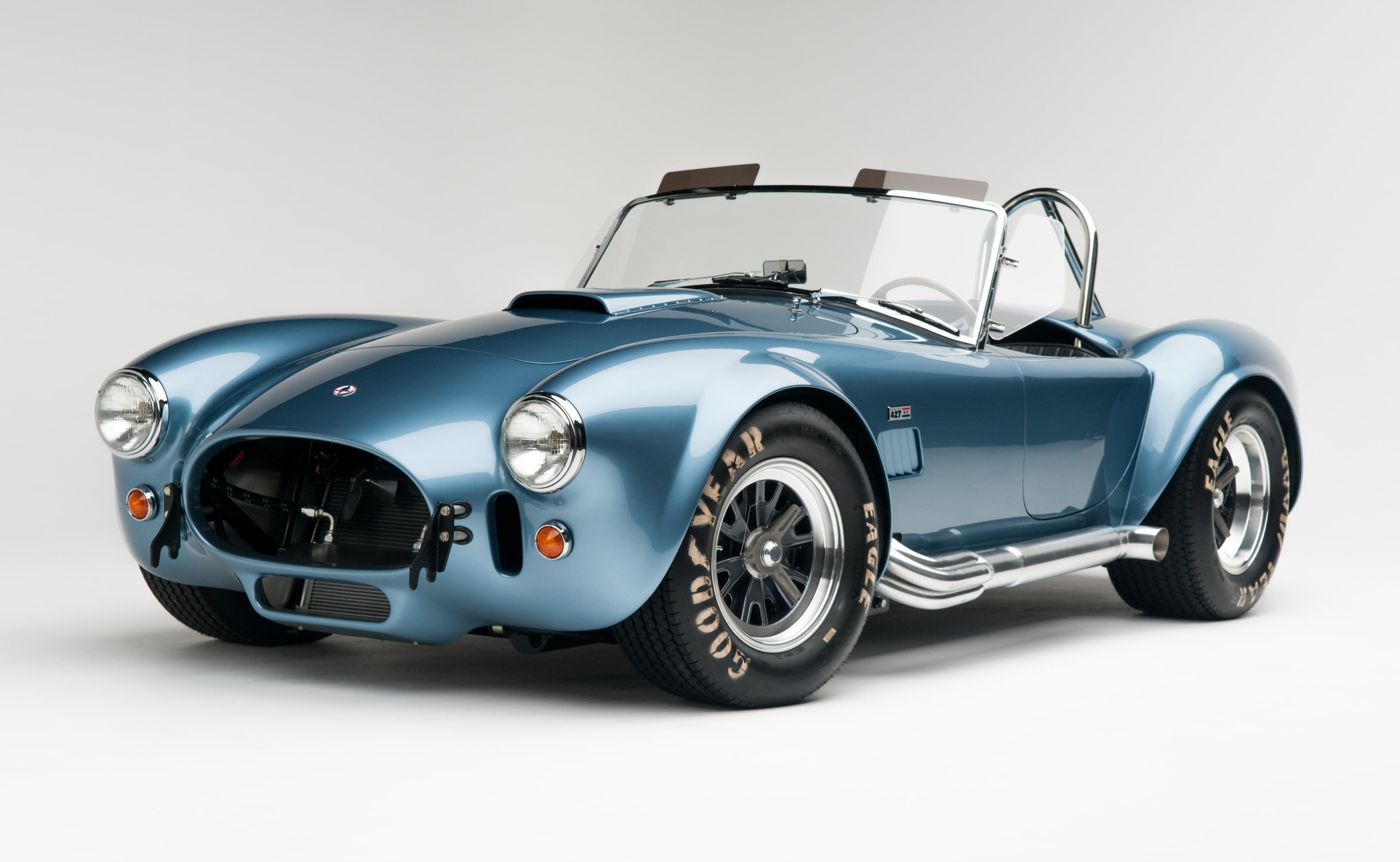 profile view, studio shot, 2K, retro styled, sports car, convertible, wealth, land vehicle, shelby, mode of transportation, silver colored, transportation, HD Wallpaper