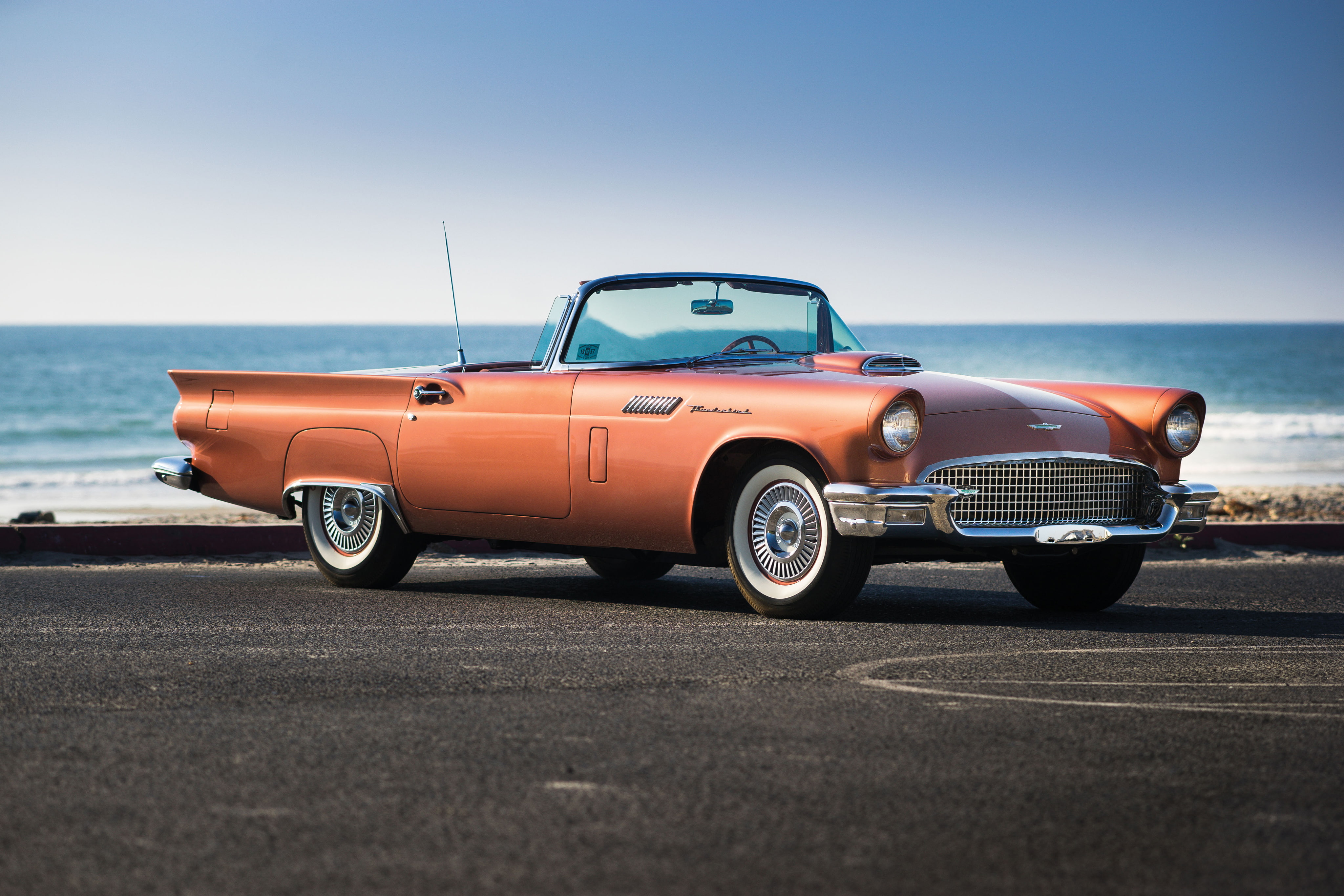 4K, Thunderbird, classic, Ford, 1957, Special, sea, T-Bird, Supercharged, HD Wallpaper
