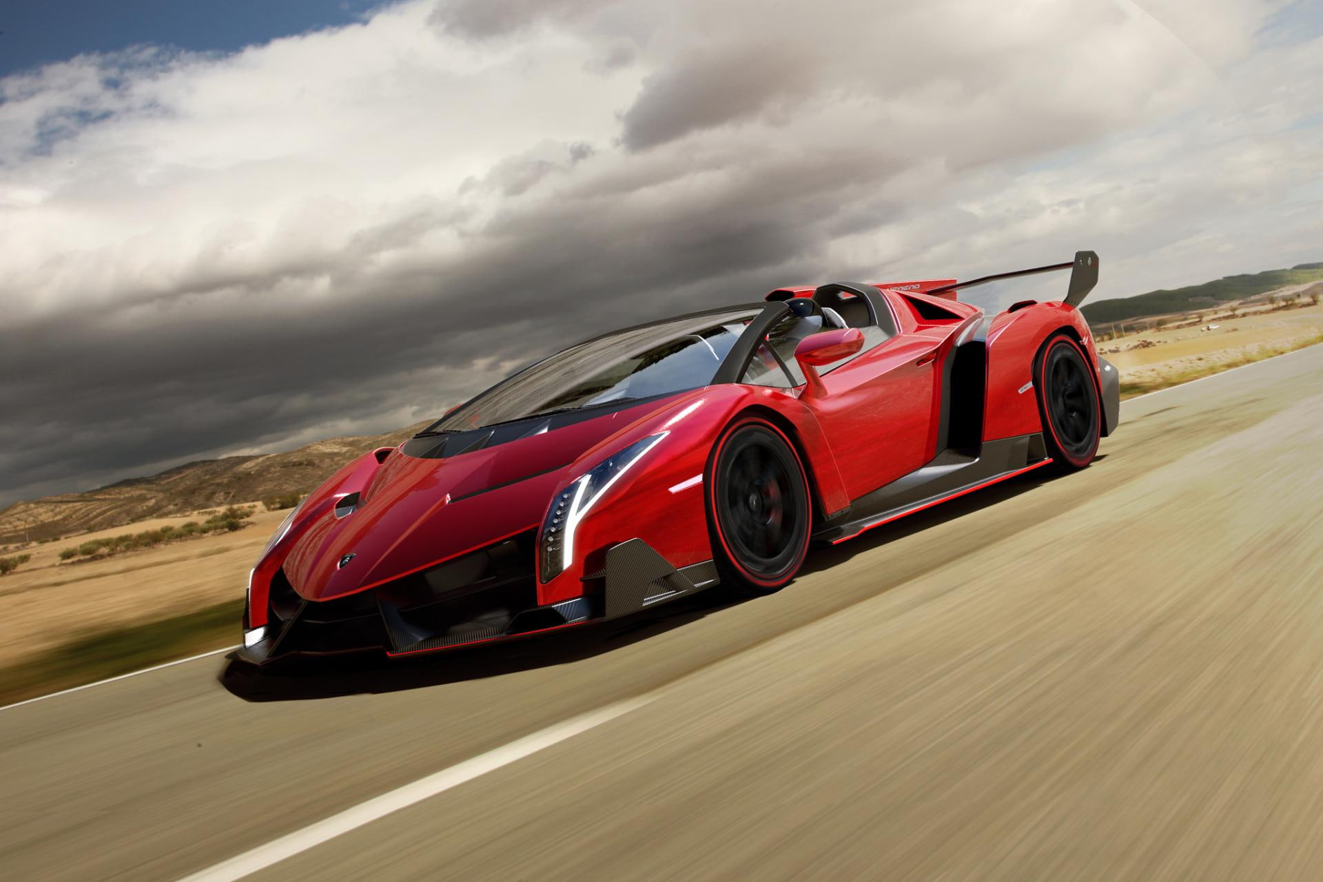 competition, sports race, motor racing track, nature, no people, red, sky, motor vehicle, transportation, tire, racecar, lamborghini, motion, 1080P, mode of transportation, HD Wallpaper