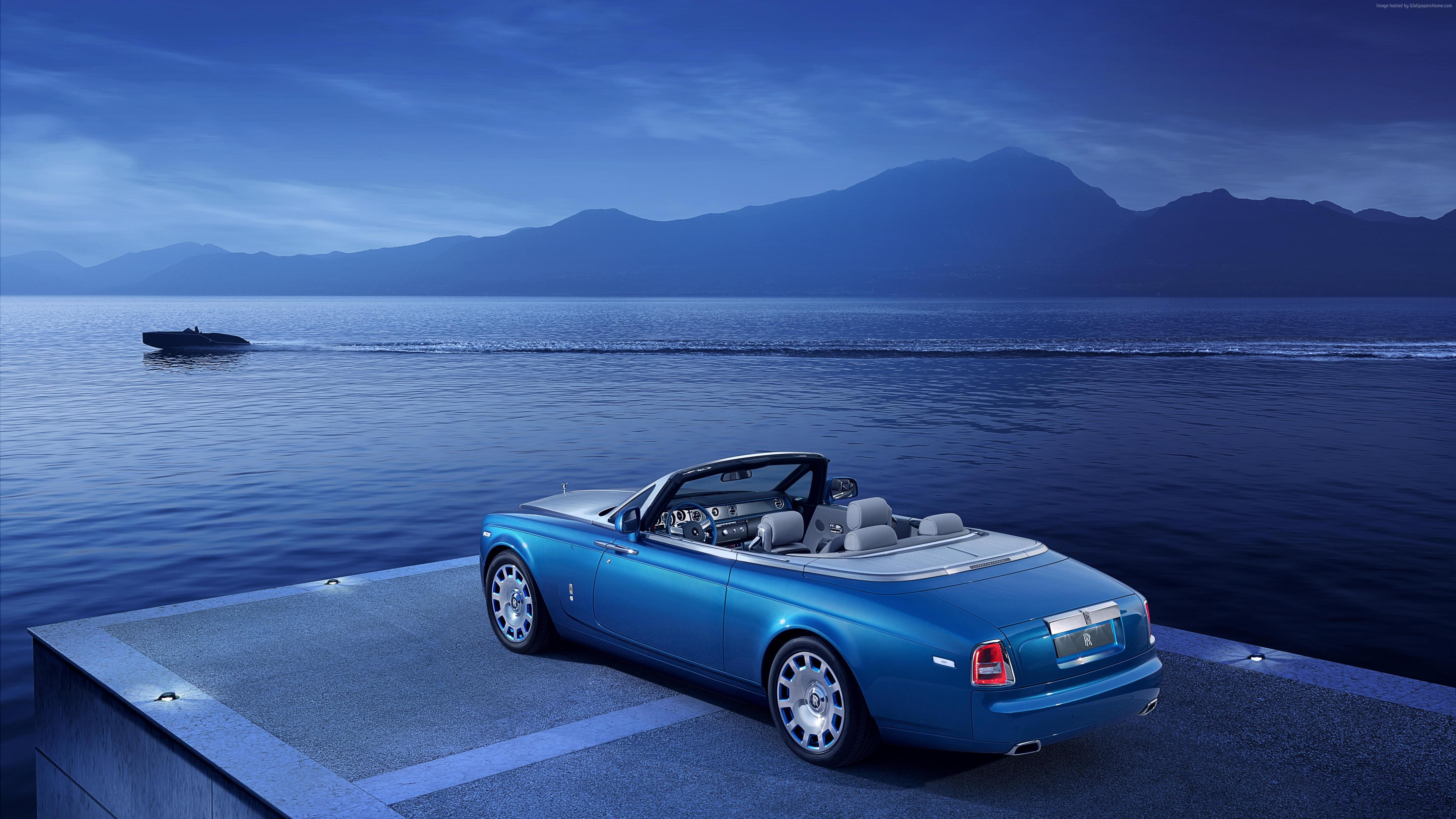 supercar, Rolls-Royce Phantom Drophead Coupe, cabriolet, 4K, luxury cars, water, HD Wallpaper