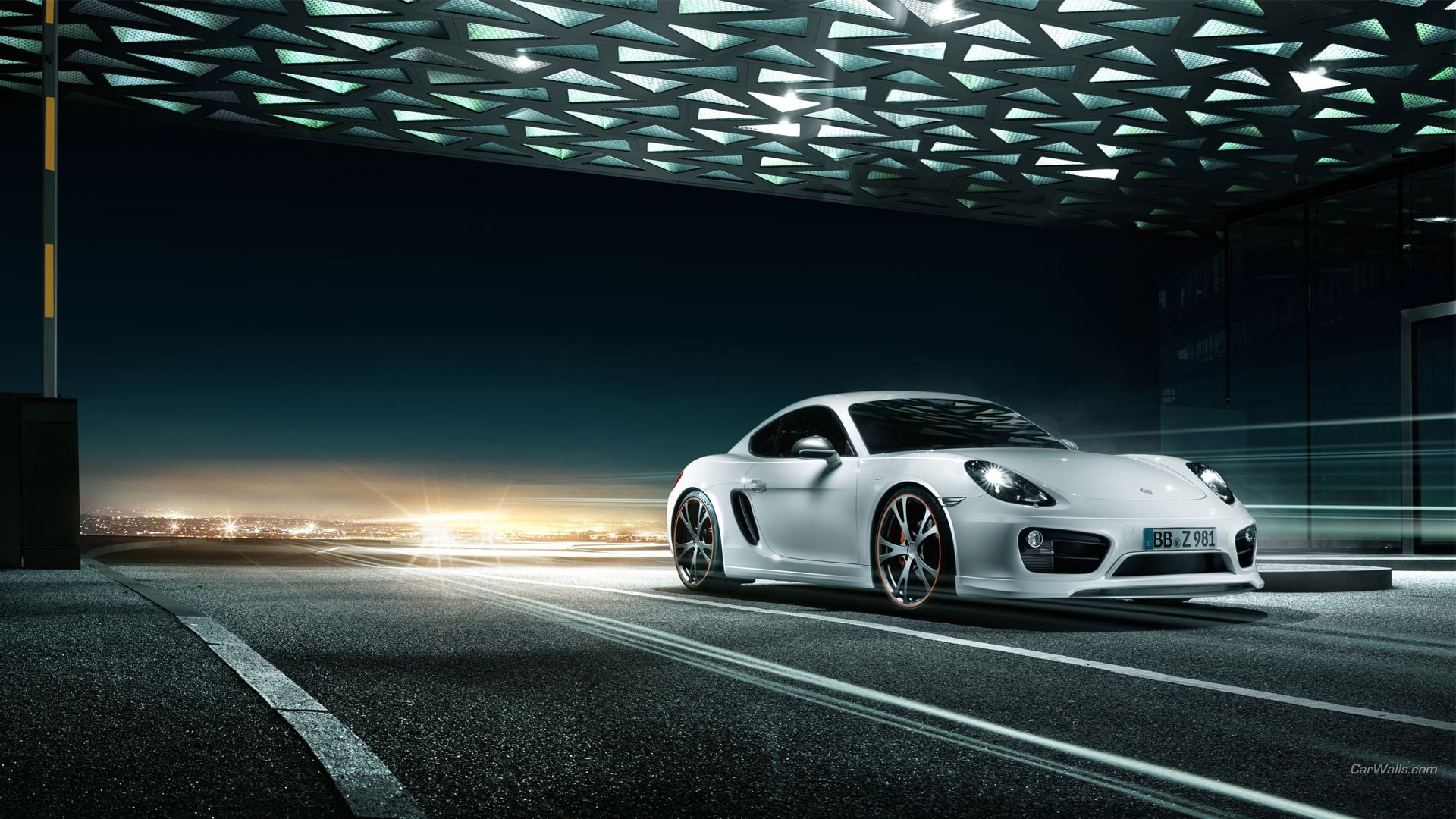 no people, headlight, symbol, outdoors, Porsche Cayman, road marking, road, 1080P, illuminated, night, motion, speed, motor vehicle, blurred motion, on the move, HD Wallpaper