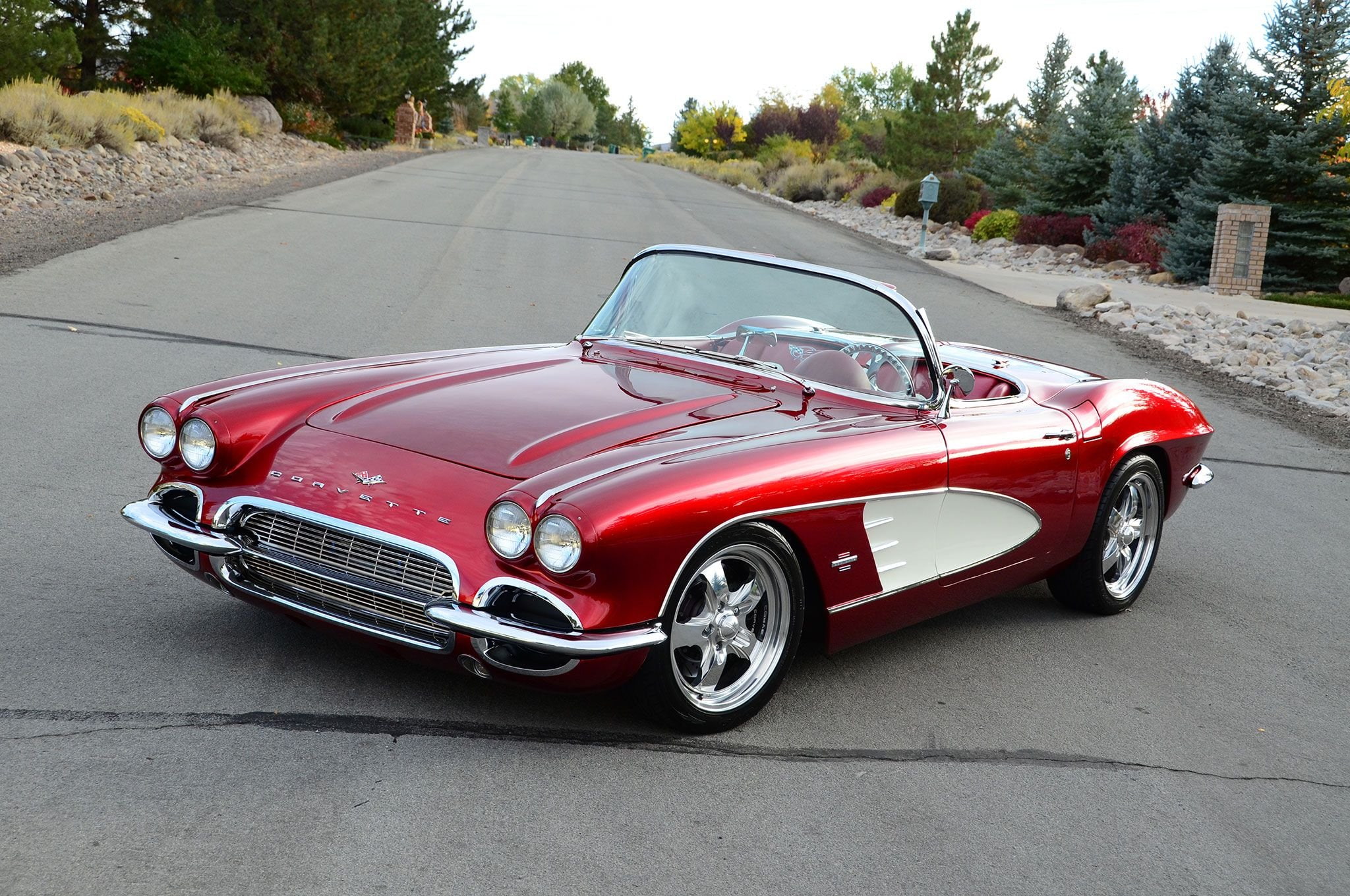 1961, corvette, cars, 1080P, red, chevy, convertible(c1), HD Wallpaper