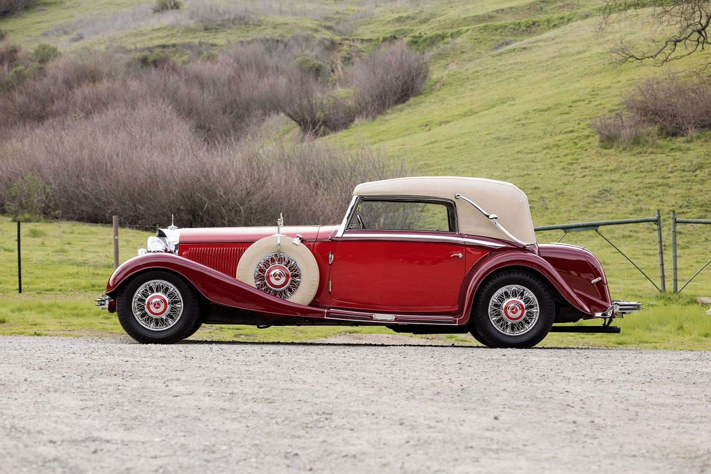 red, classic, benz, 720P, cabriolet, mercedes, 500k, 1935, HD Wallpaper