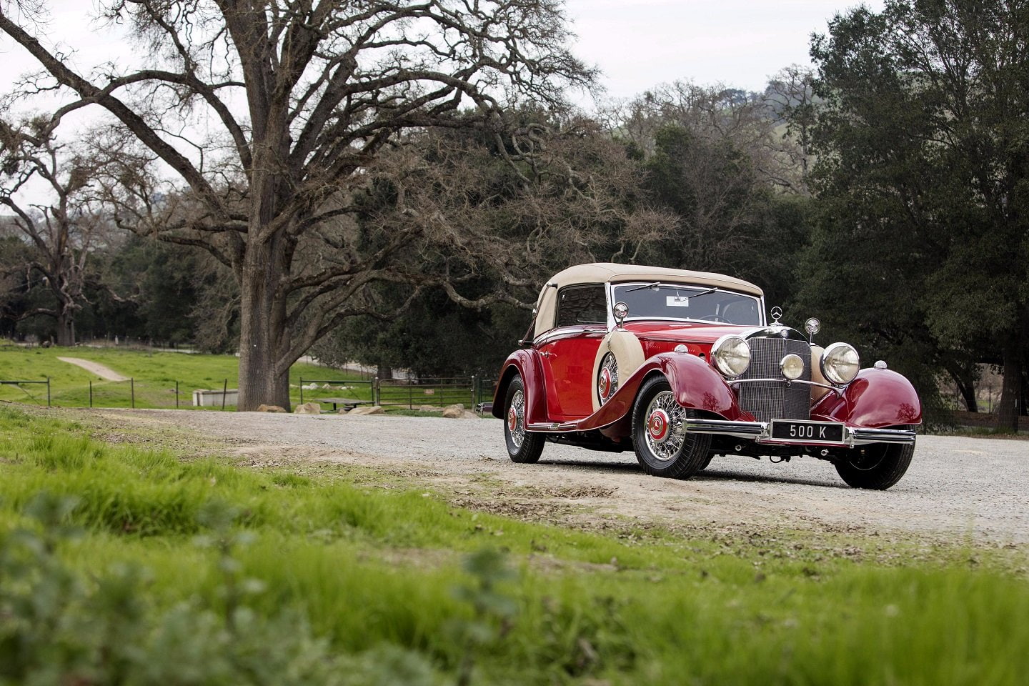 cabriolet, 720P, mercedes, red, 1935, 500k, benz, classic, HD Wallpaper
