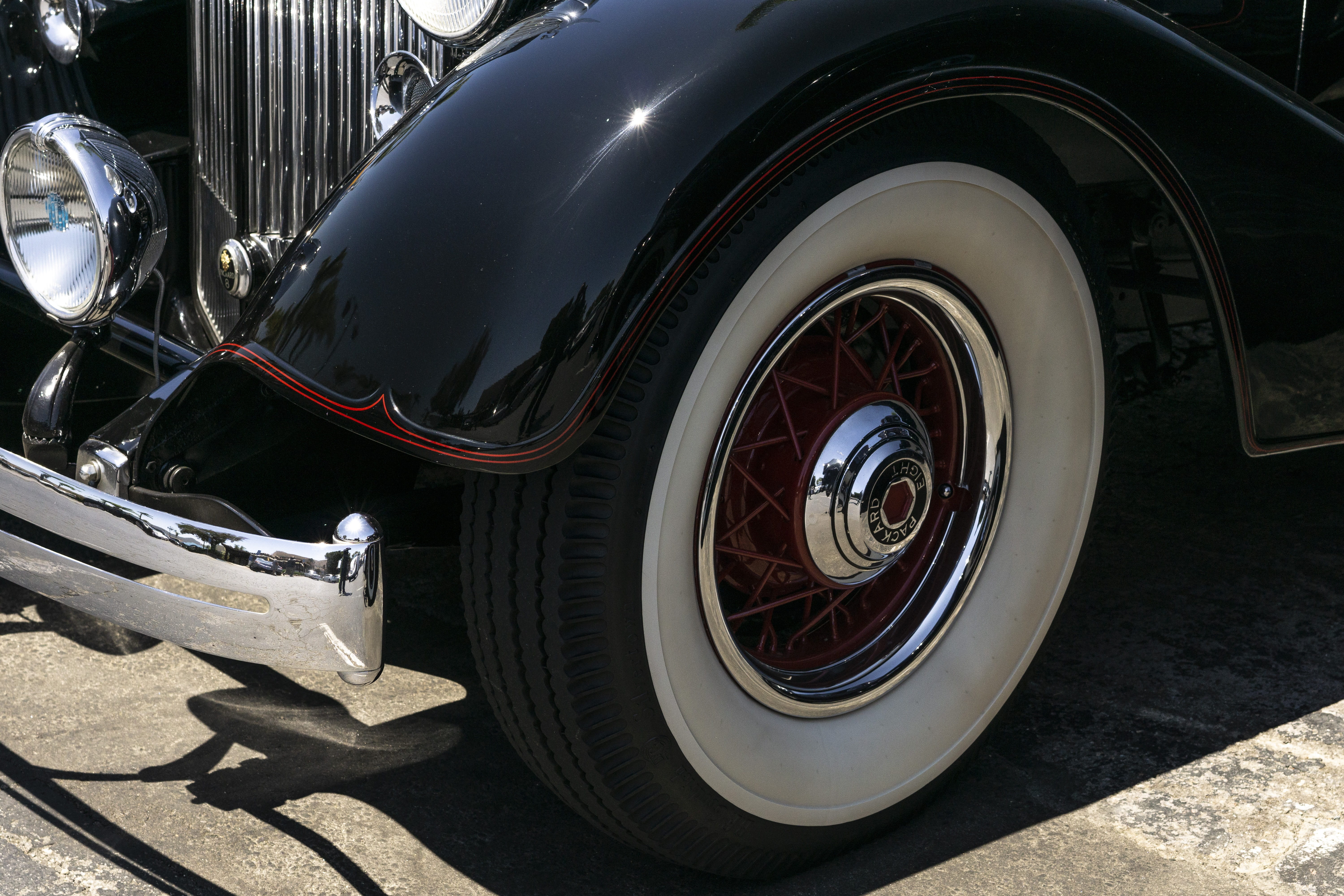 high angle view, style, spike wheel, shiny, retro styled, antique, metal, red line, no people, tire, outdoors, vintage, shine, details, car, day, logo, HD Wallpaper