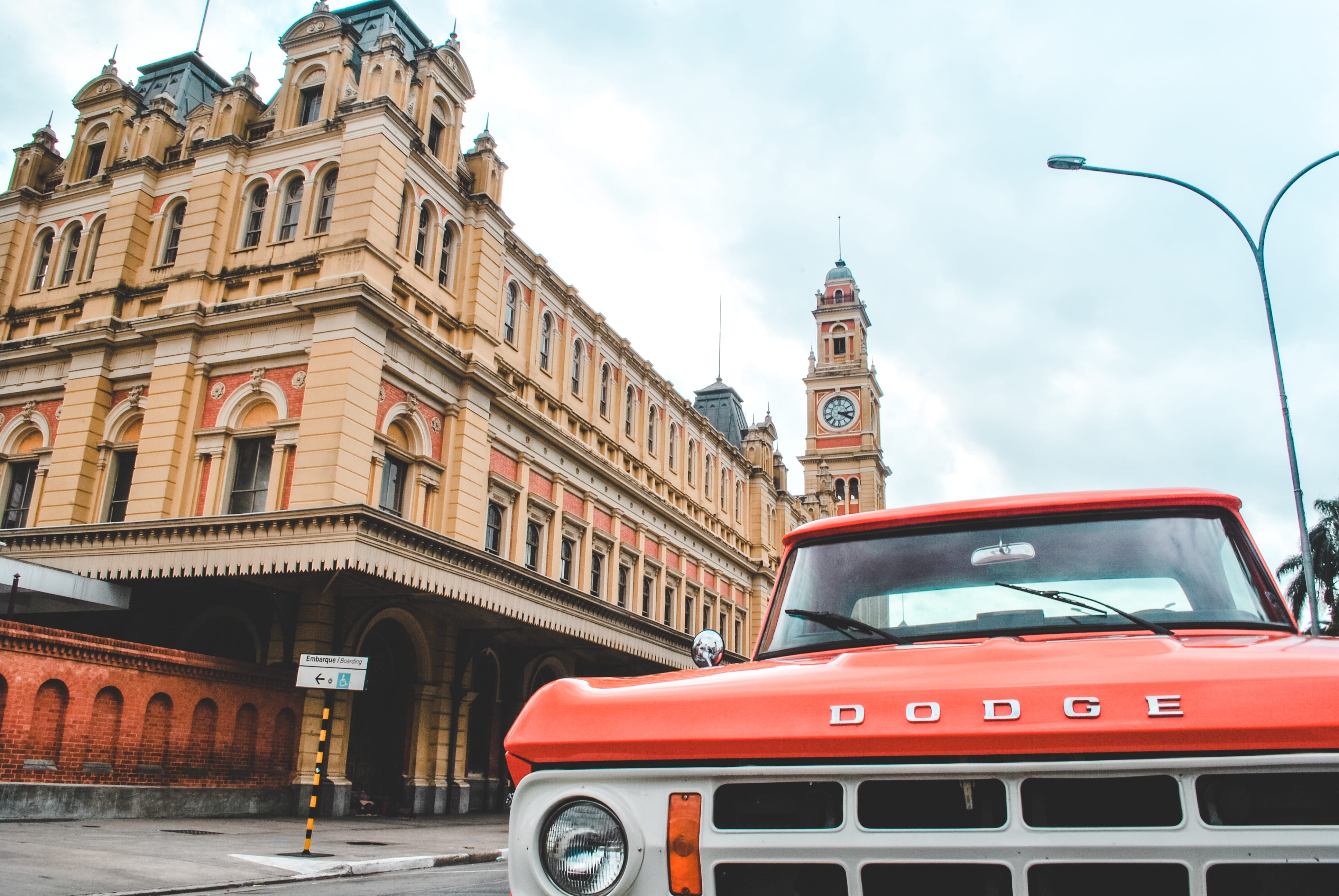 convertible, truck, old, sky, brazil, land vehicle, double-decker bus, red, city, dodge, pickup, nature, luz station, 4K, built structure, street, vintage, HD Wallpaper