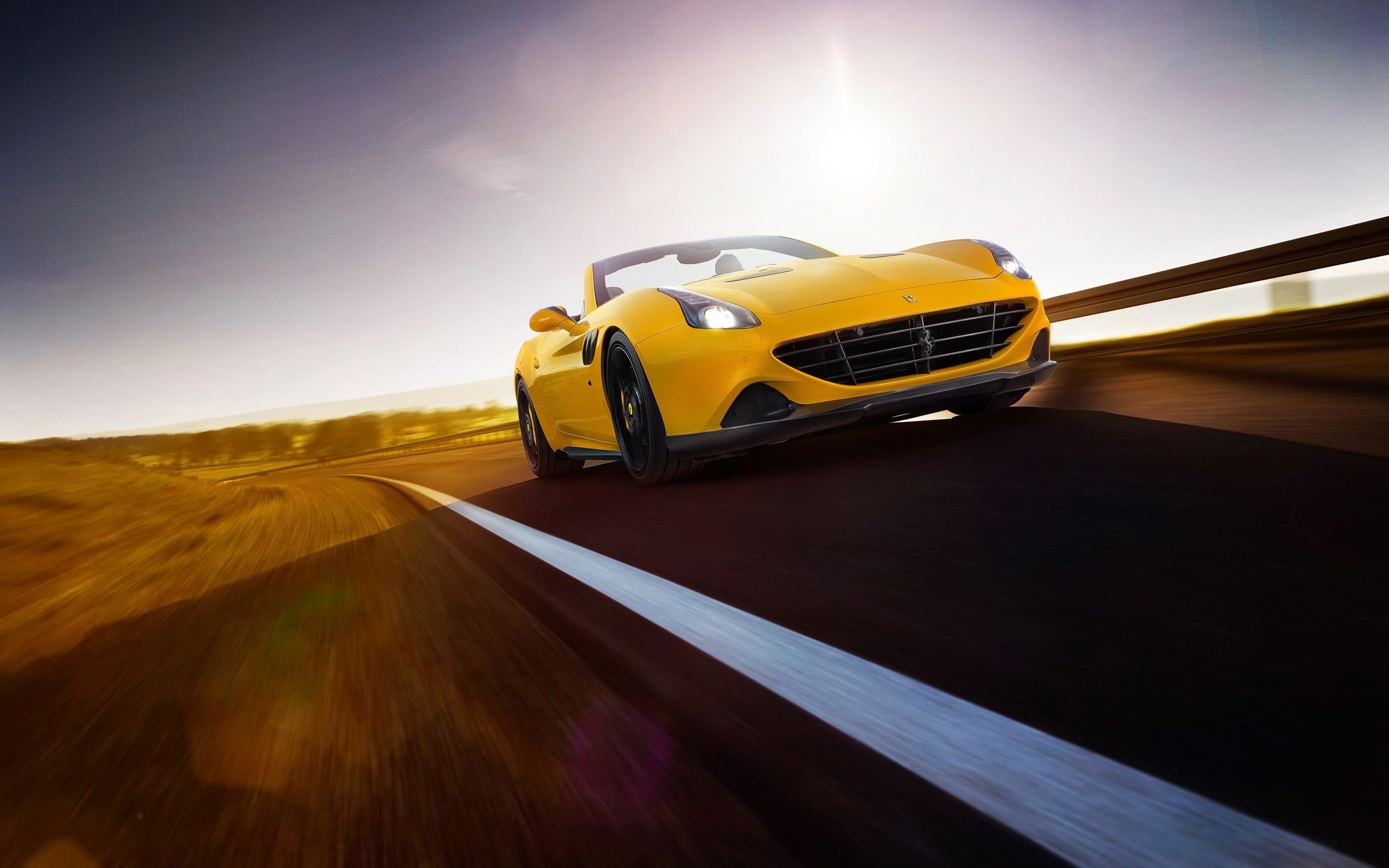 sunset, car, Novitec Rosso, 2K, road, Ferrari California T, HD Wallpaper