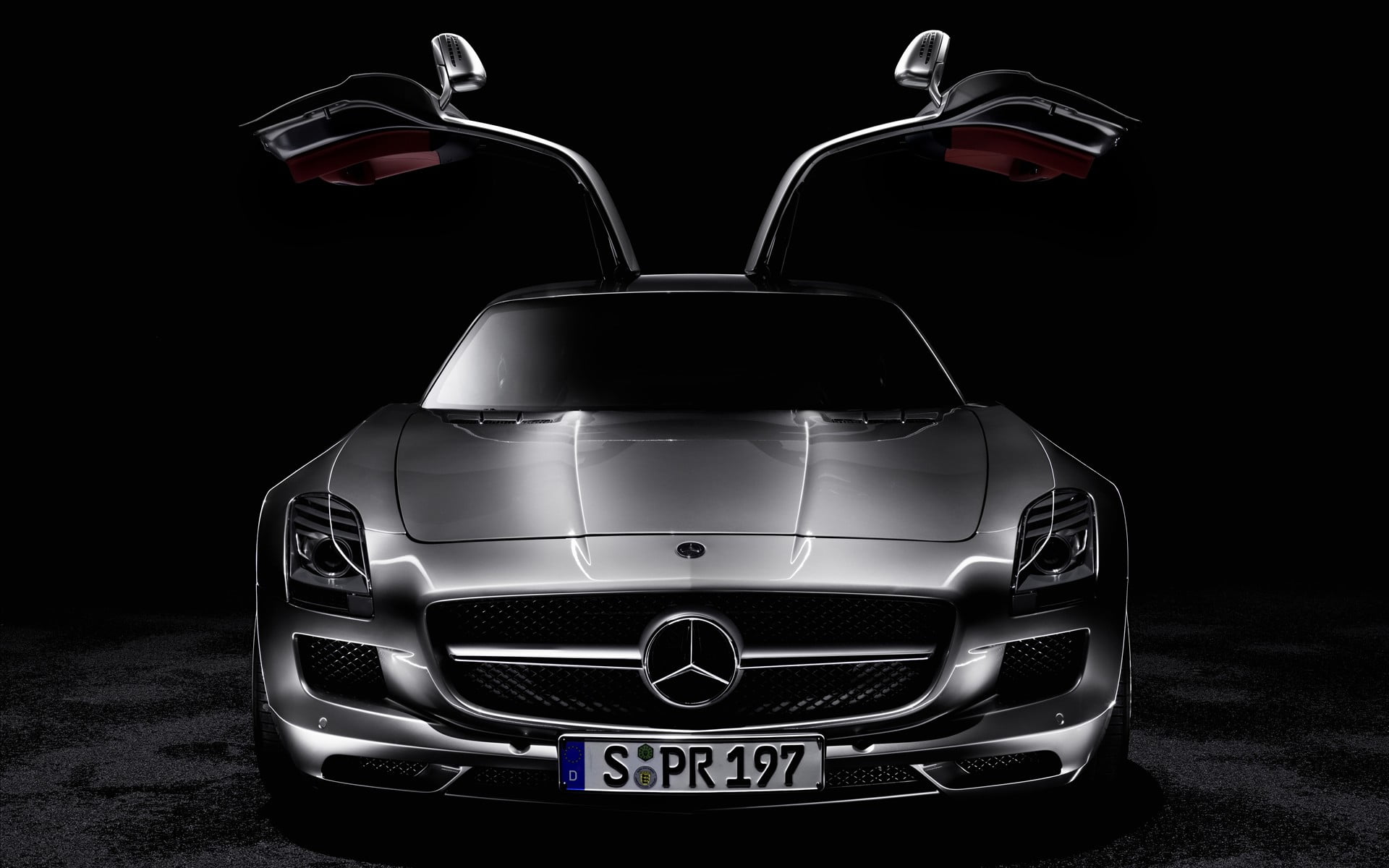 benz, black background, 2012, motor vehicle, class, land vehicle, amg, communication, no people, illuminated, studio shot, retro styled, silver, indoors, HD Wallpaper