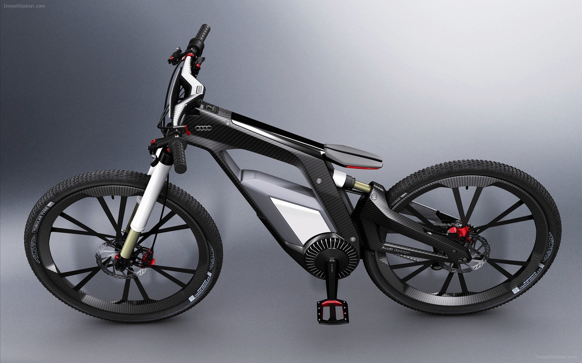 black, 1080P, Audi, 2012, hybrid, white, carbon, e-bike, bicycle, bike, Worthersee, HD Wallpaper