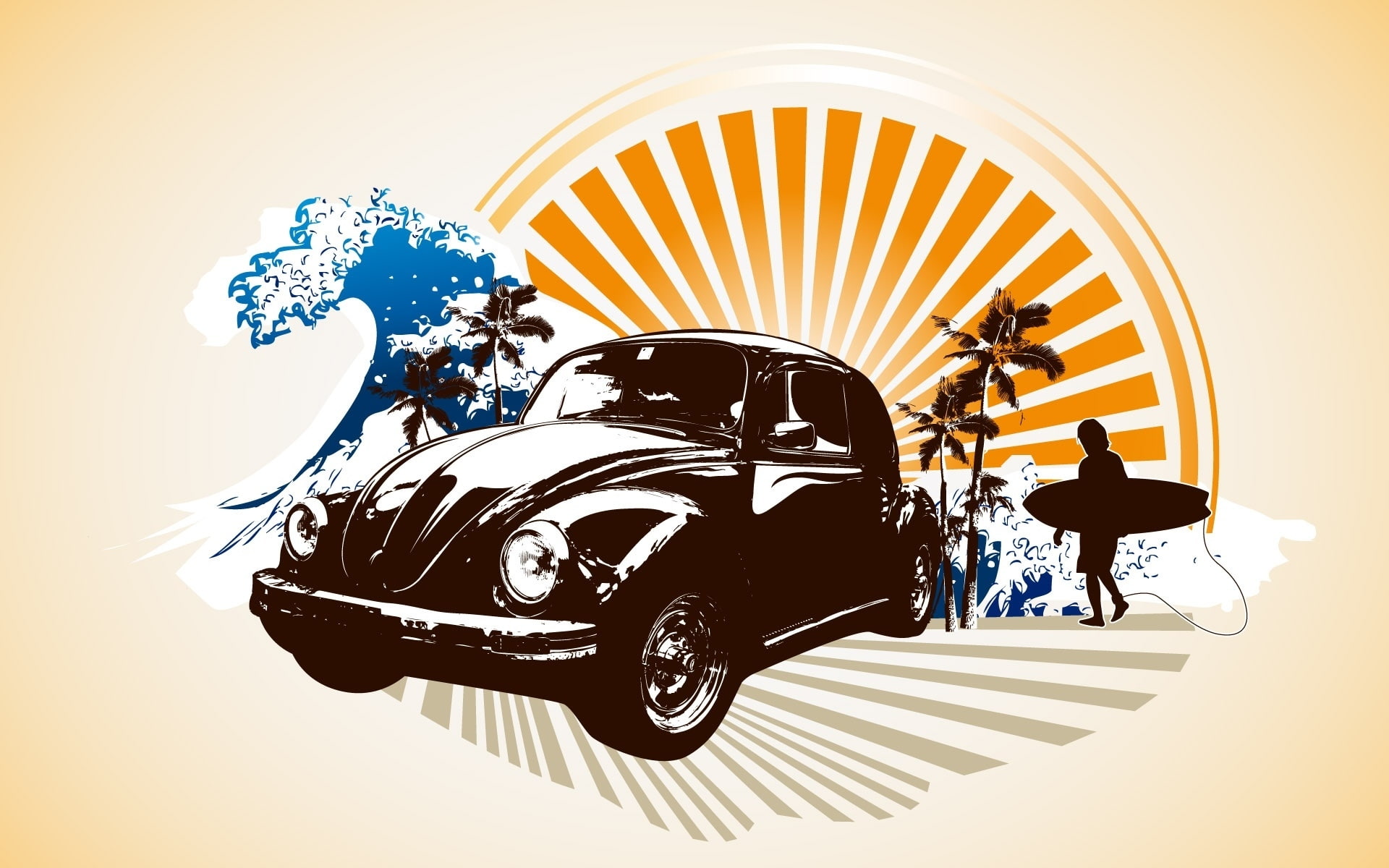 vw, beetle, vector, cars, 1080P, HD Wallpaper