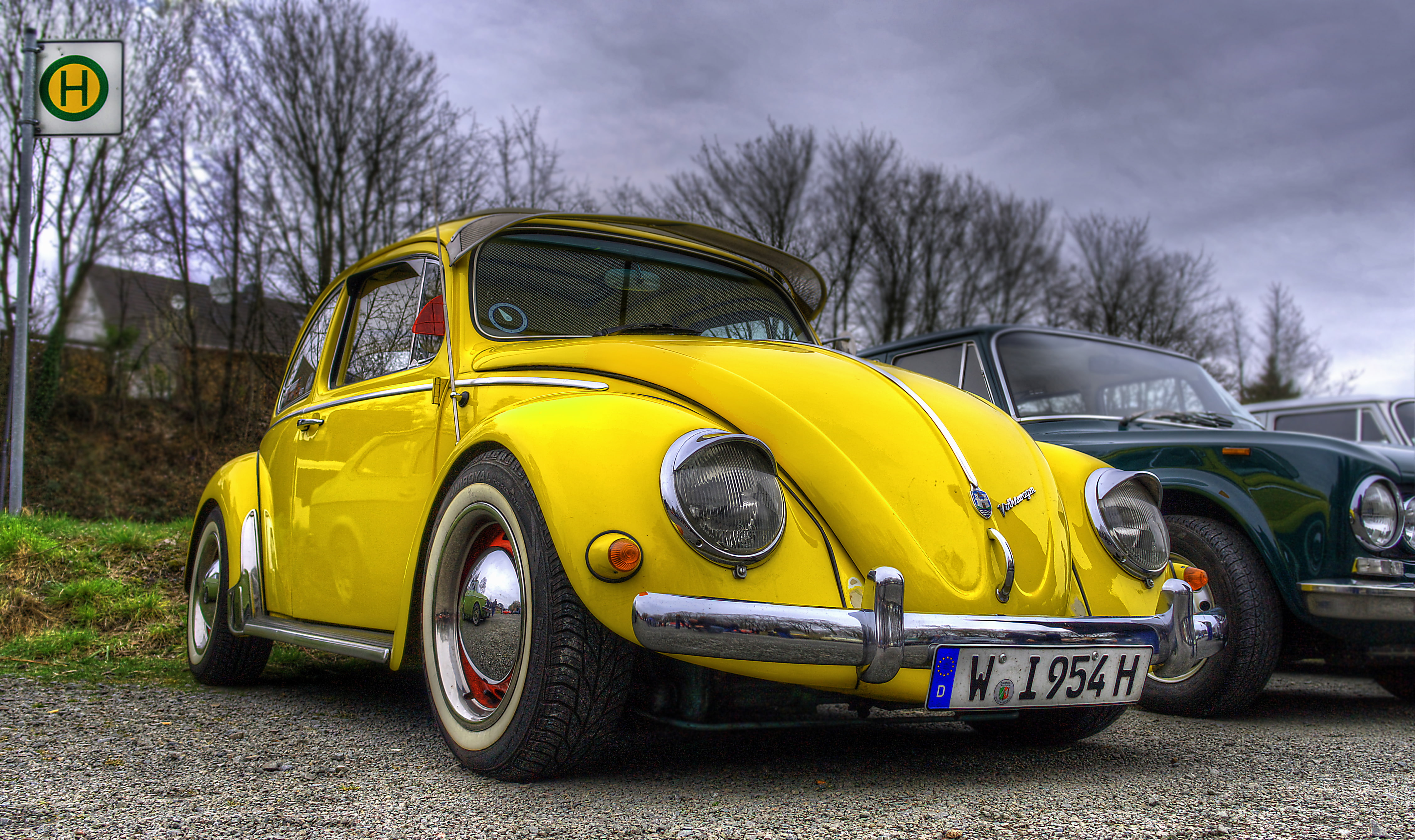 yellow, vintage, hdr, beetle, 4K, volkswagen, car. vw, HD Wallpaper