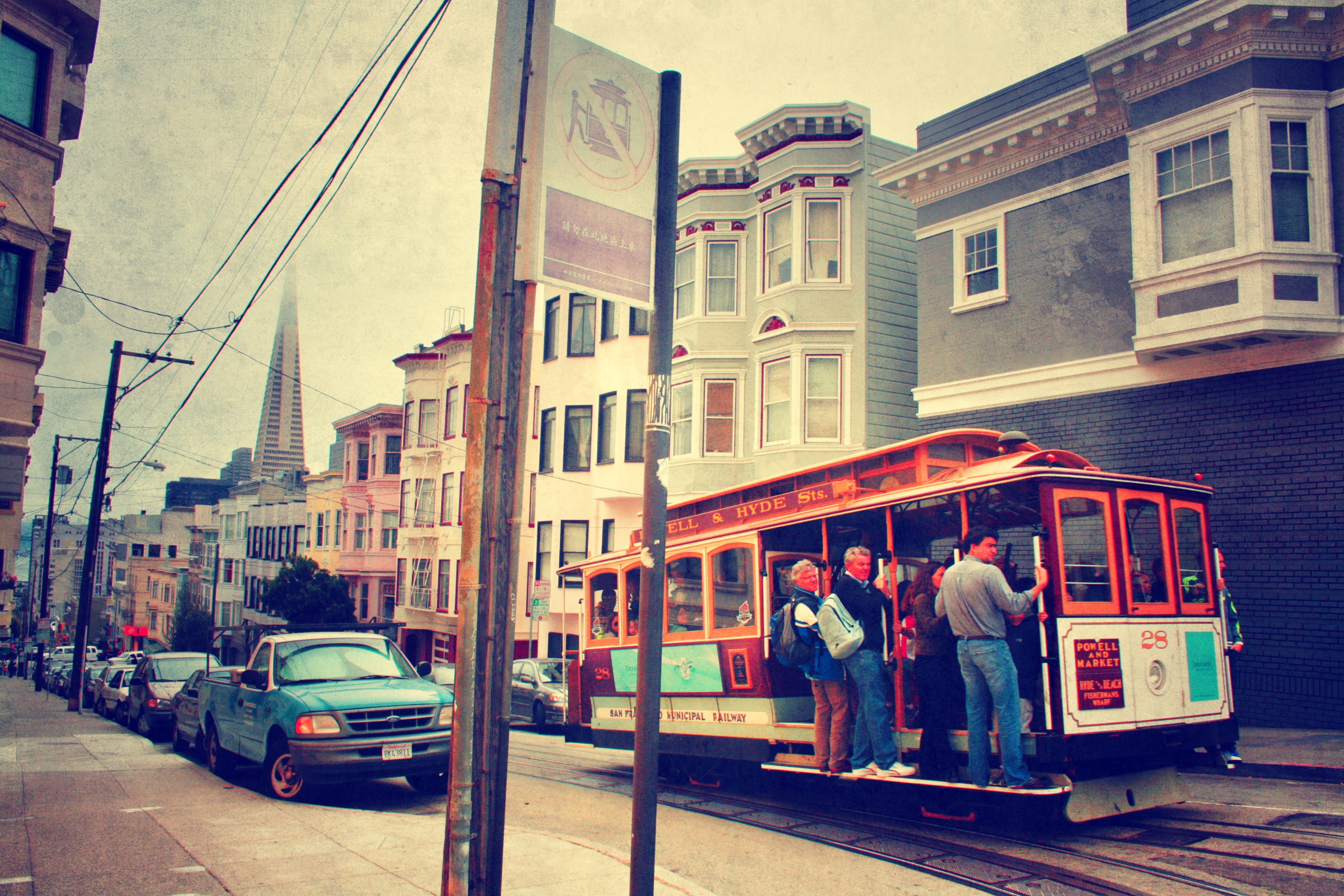 people, built structure, building exterior, adult, united states, cable car, architecture, mode of transportation, day, men, vintage, san francisco, land vehicle, HD Wallpaper