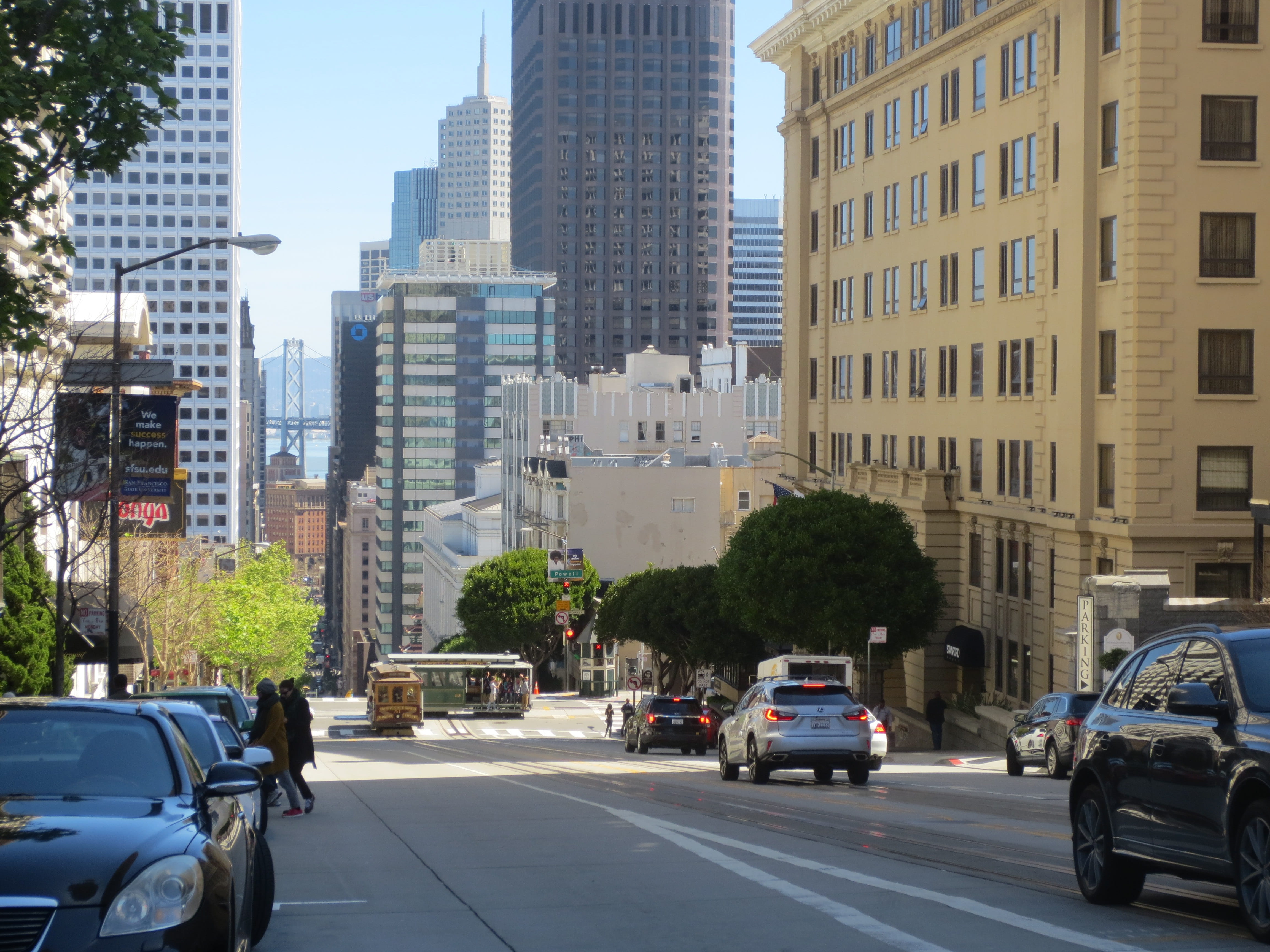 city, built structure, skyscraper, road, san francisco, architecture, traffic, outdoors, financial district, sightseeing, street, building, nature, land vehicle, HD Wallpaper