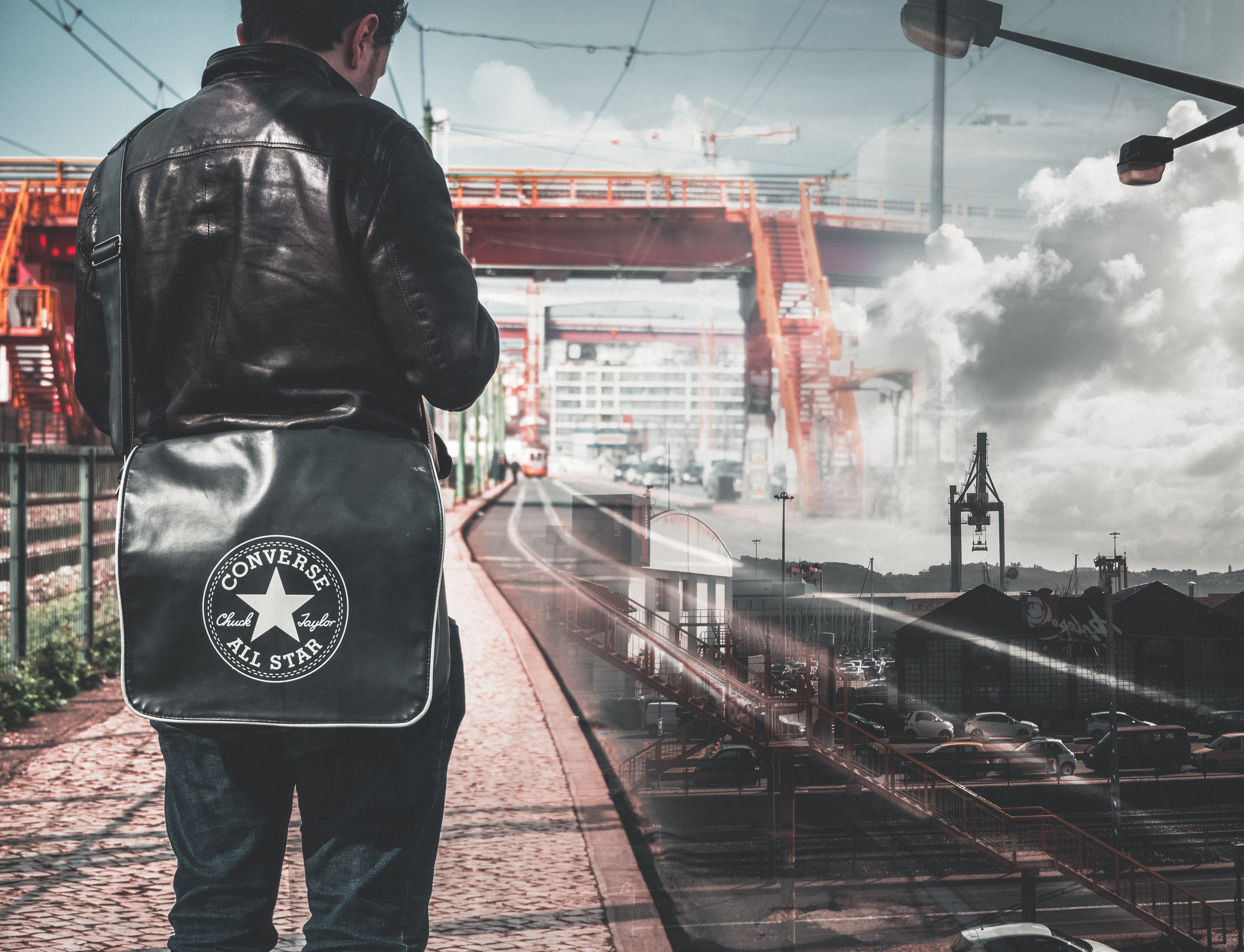 railway, three quarter length, train, portugal, outdoors, one person, lifestyles, smoke - physical structure, casual clothing, converse, architecture, building exterior, HD Wallpaper