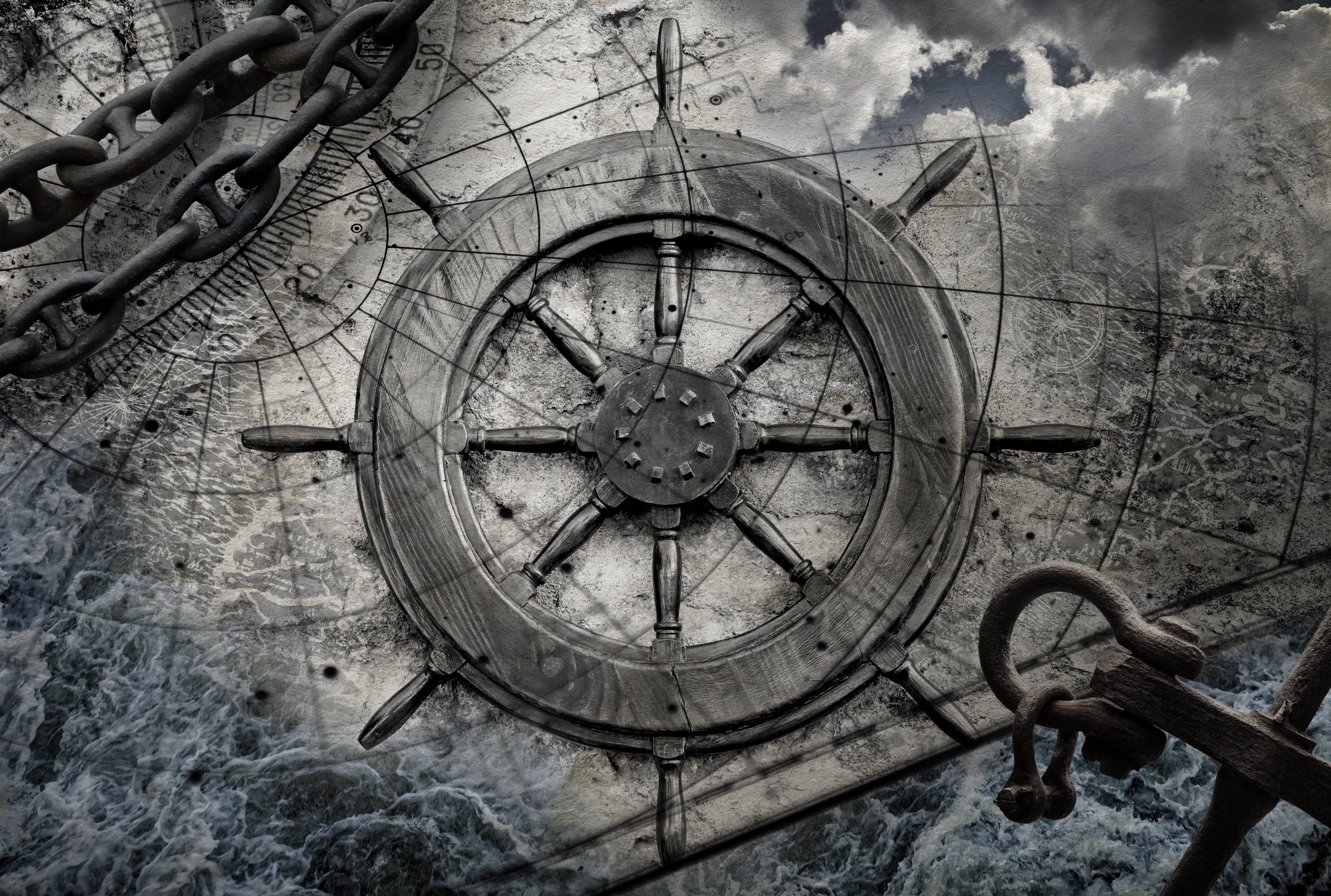 decline, sailor, s, abandoned, antique, nature, damaged, rudder, geometric shape, shape, day, wood, old, clock, circle, cloud - sky, map, wheel, mode of transportation, HD Wallpaper