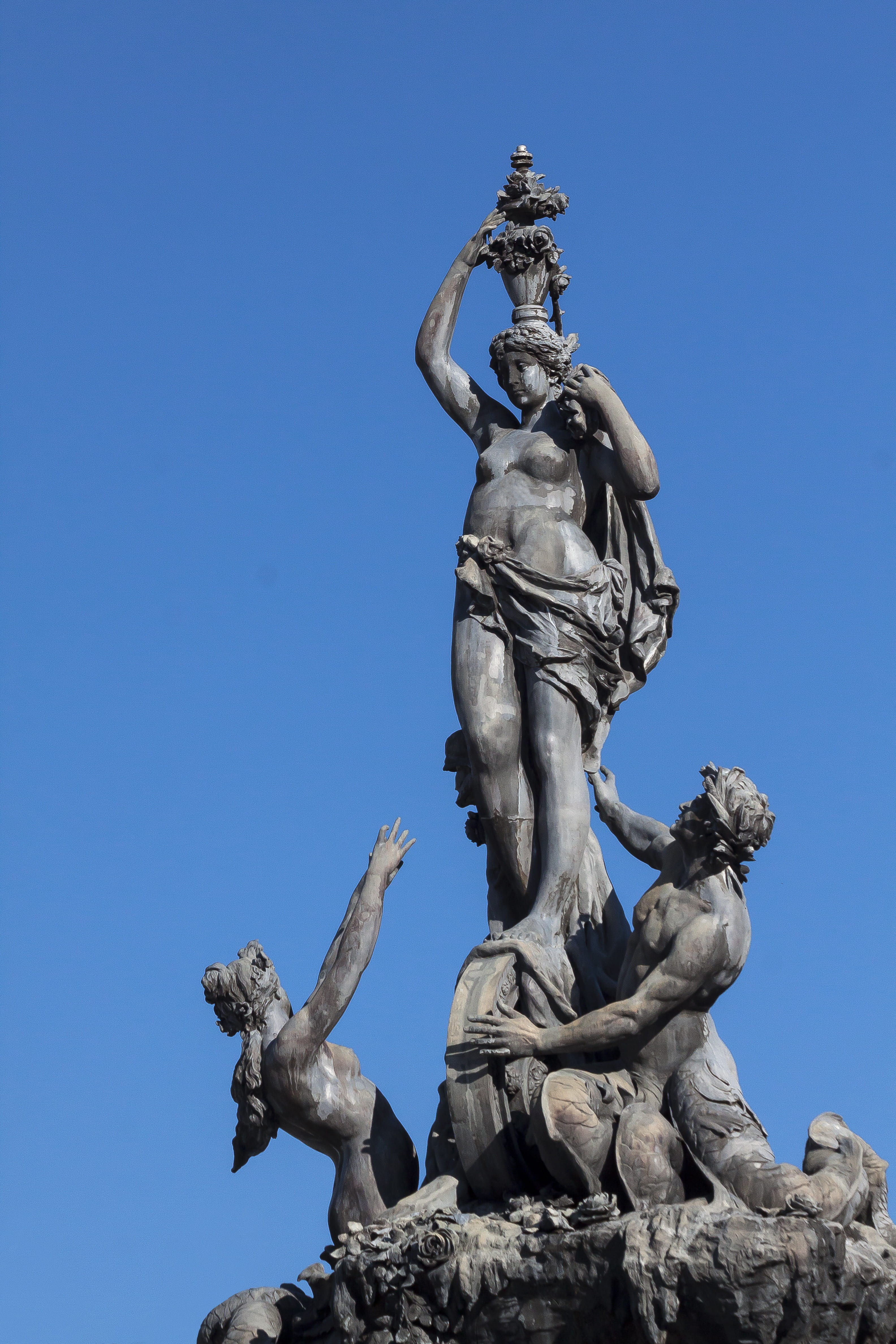 spain, william of rümann, blue, human representation, the past, bronze, history, representation, 4K, triton, sculpture, architecture, creativity, clear sky, Phone HD Wallpaper