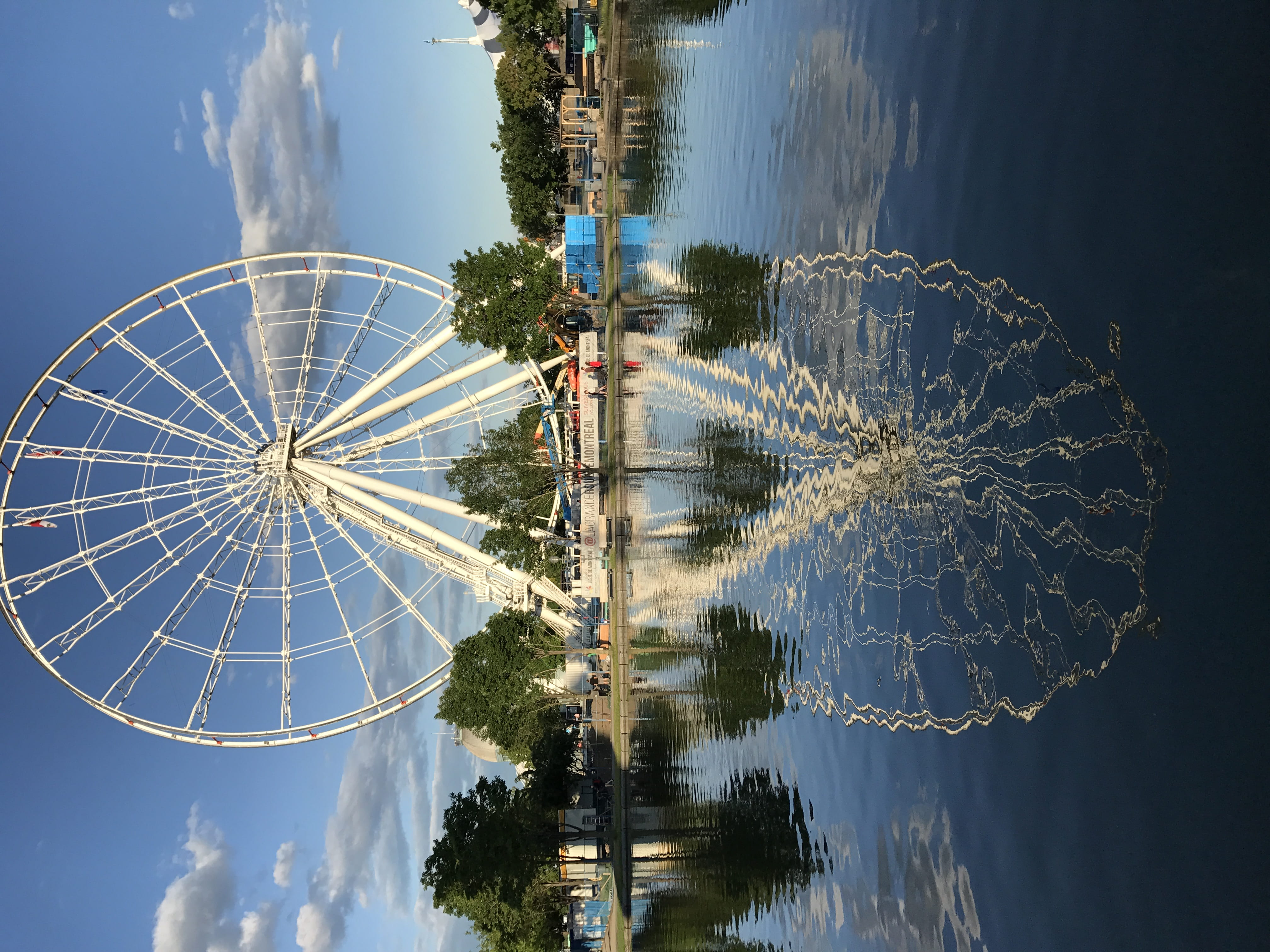 reflection, 4K, built structure, digital composite, canada, water, amusement park ride, fortune wheel, montreal, architecture, day, nature, sky, building exterior, HD Wallpaper