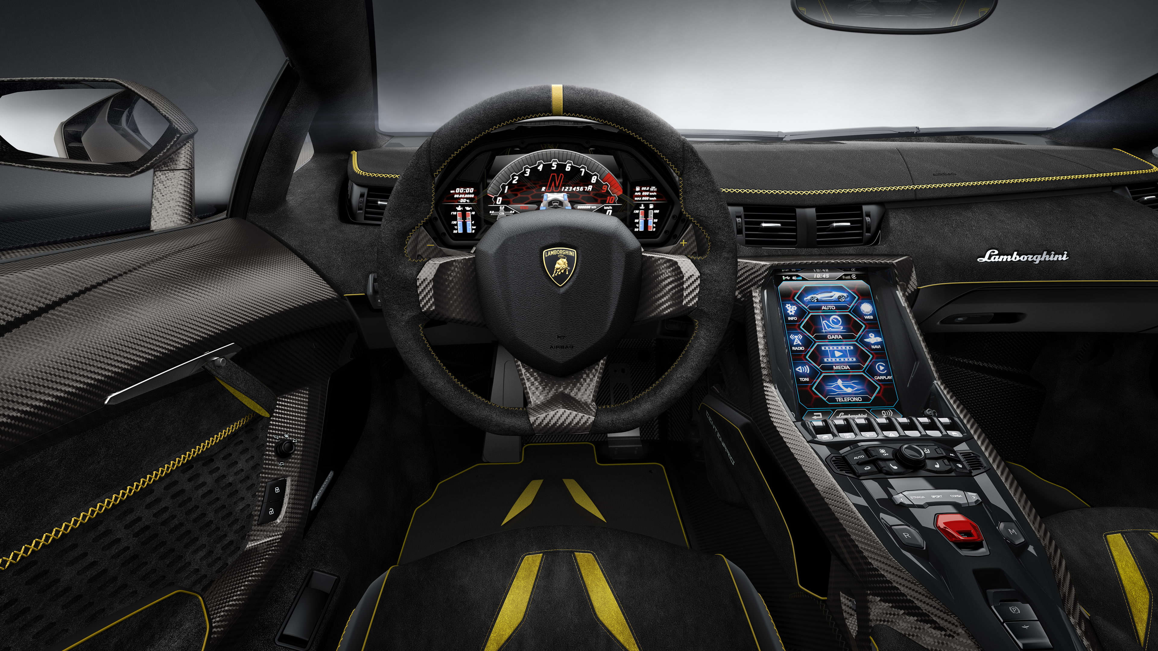 Lamborghini Centenario LP770 4, Steering Wheel, Dashboards, 4K, car, Super Car, Car Interior, luxury, vehicle, HD Wallpaper