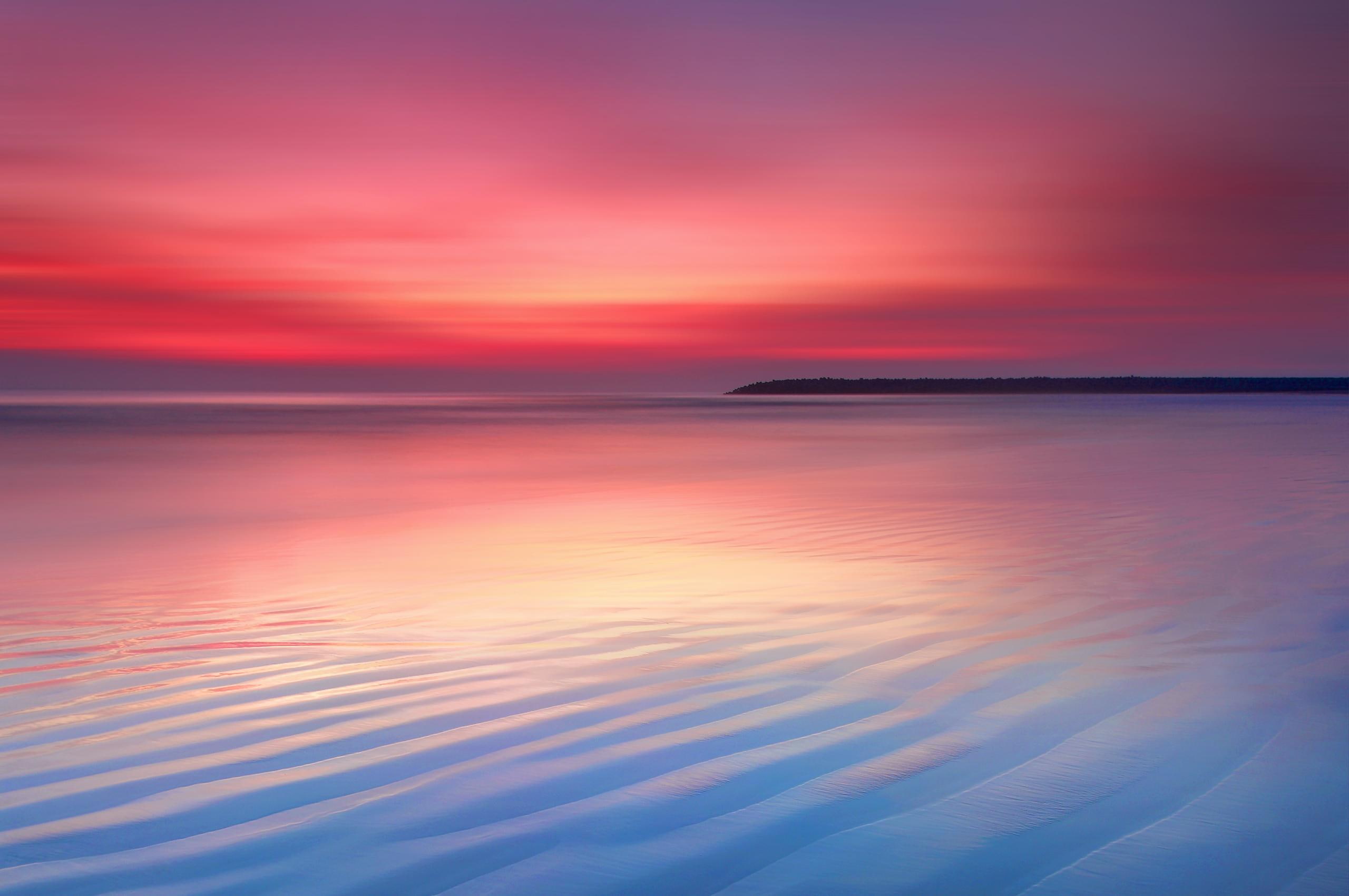Calm, HD, Dusk, Seascape, Chrome OS, Stock, Sunset, 2K, HD Wallpaper