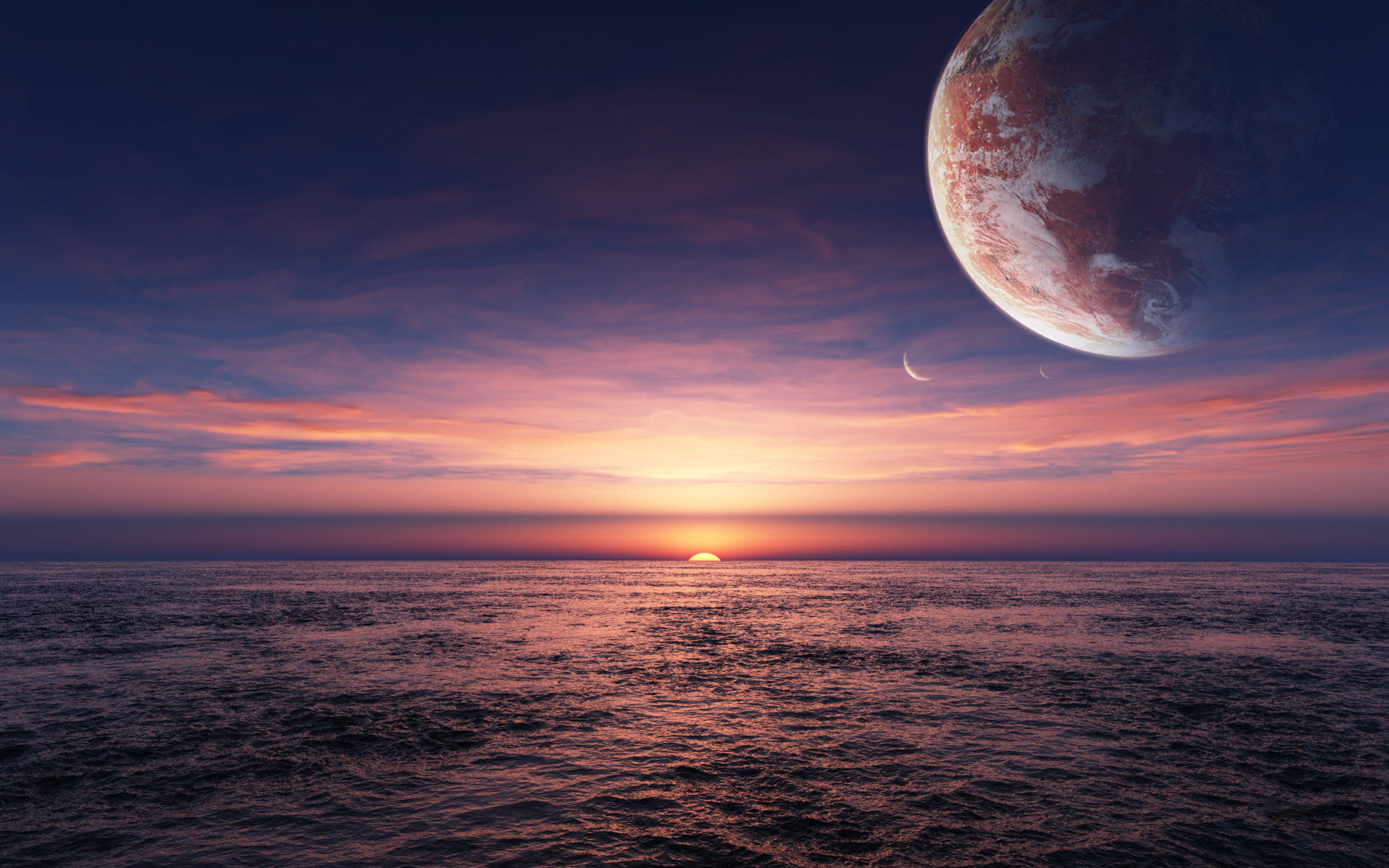 body, scenics - nature, planetary moon, tranquil scene, tranquility, beauty in nature, eclipse, orange color, space, idyllic, solaris, Landscapes, sky, HD Wallpaper