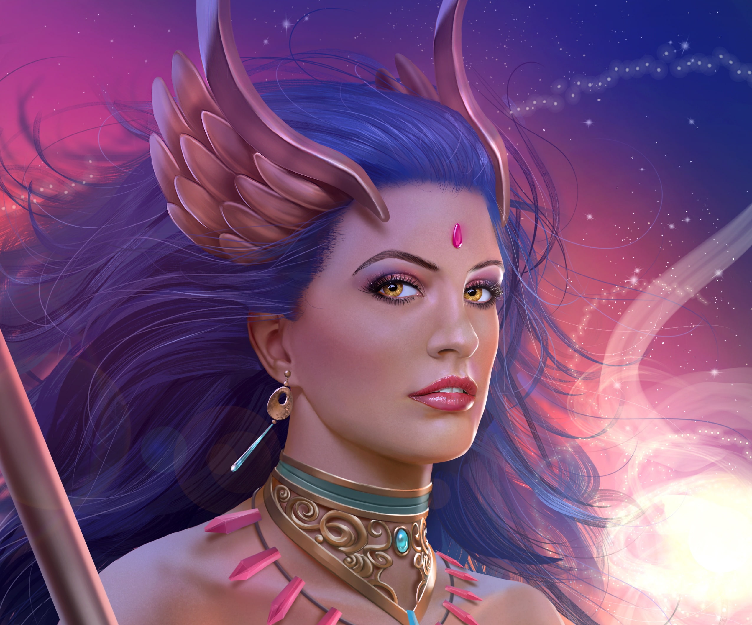 beauty, art, girl, hair, face, look, lana solaris, 1080P, MAG, HD Wallpaper