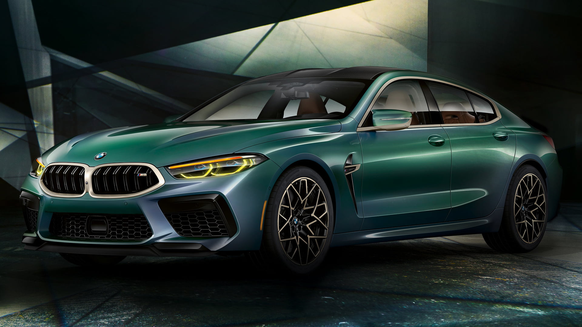 BMW M8 Gran Coupe, Luxury Car, BMW, BMW M8 Gran Coupe First Edition, Green Car, Car, Grand Tourer, 1080P, HD Wallpaper