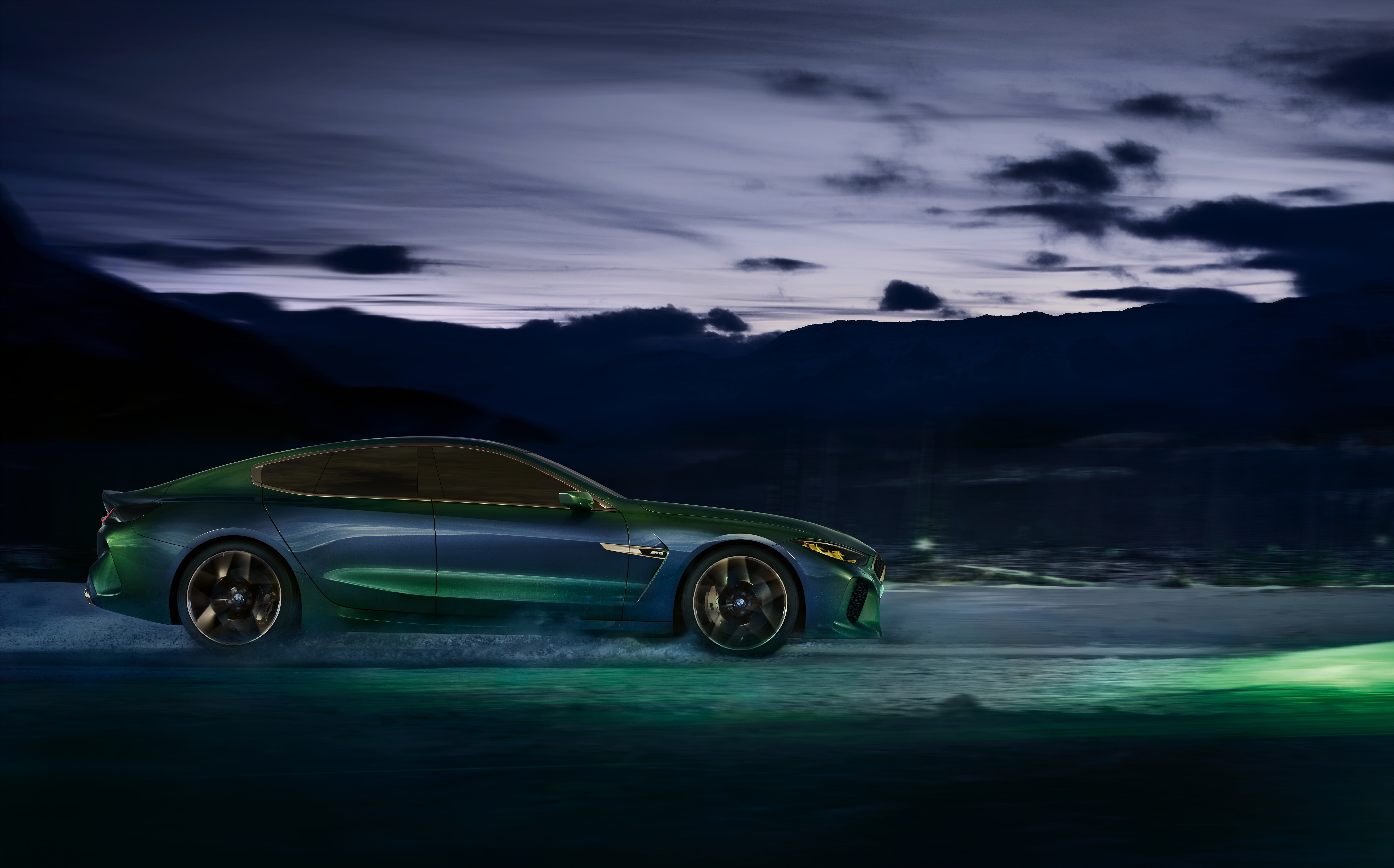 M8 Gran Coupe Concept, profile, dark, coupe, 2018, 5K, BMW, HD Wallpaper